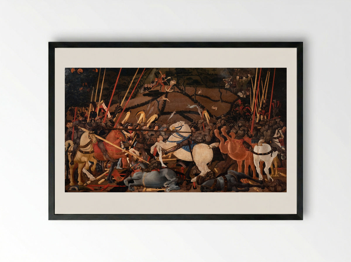 The Battle of San Romano - Paolo Uccello - Framed Print Black