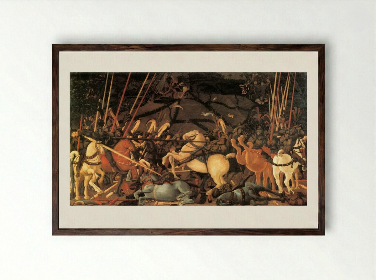 The Battle of San Romano - Paolo Uccello - Framed Print Dark Wood