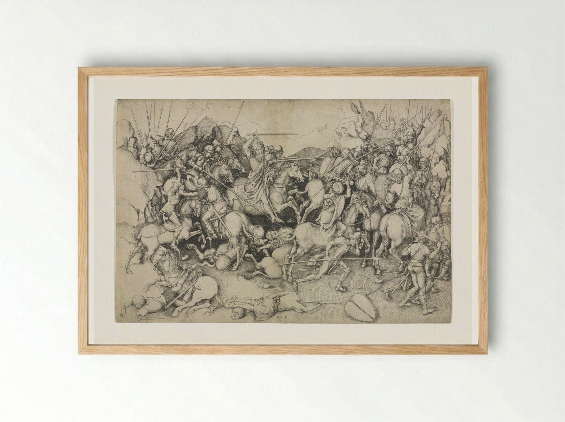 The Battle of St. James the Greater at Clavijo - Martin Schongauer - Framed Print Wood