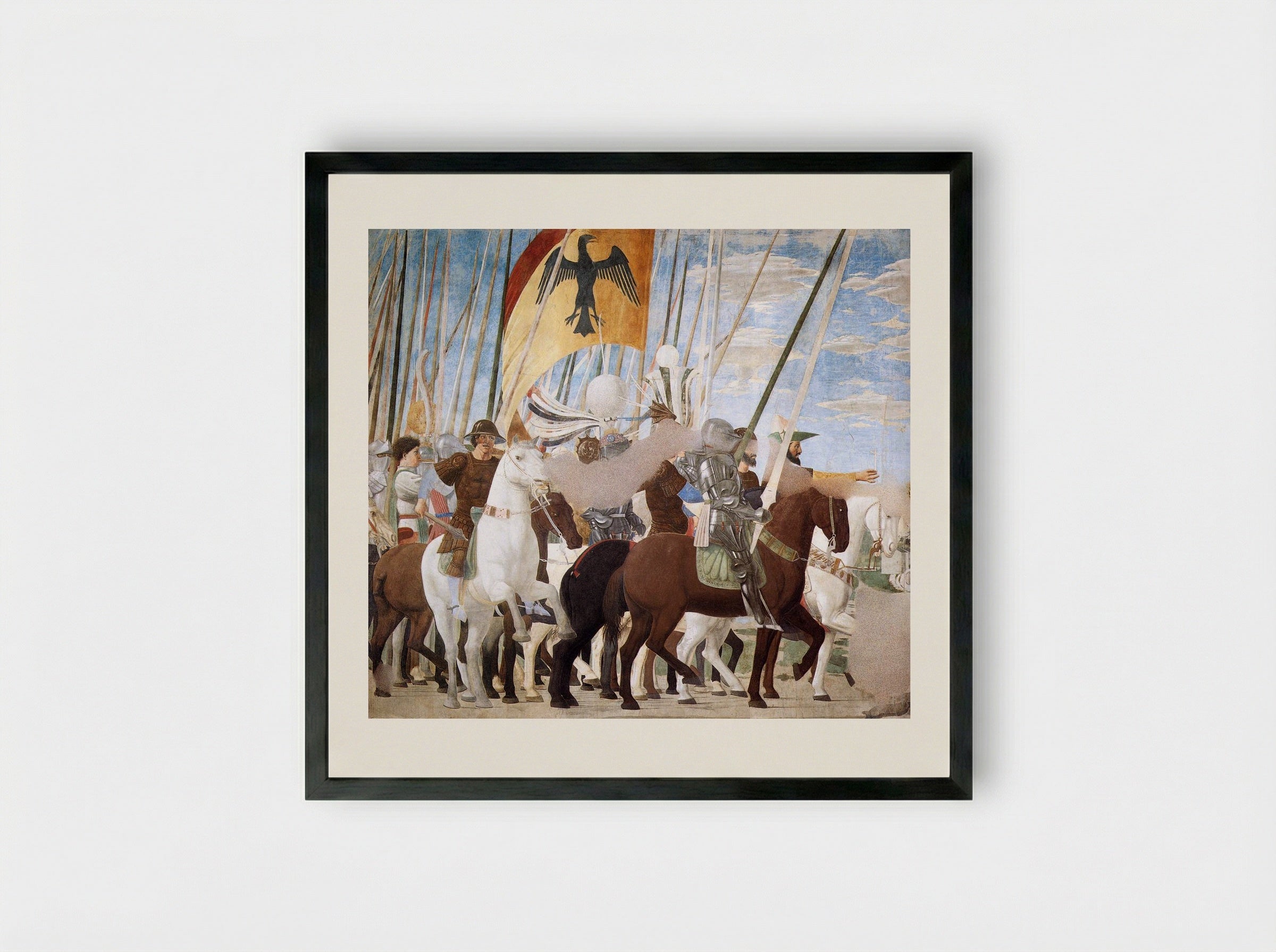 The Battle of the Milvian Bridge - Piero della Francesca - Framed Print Black