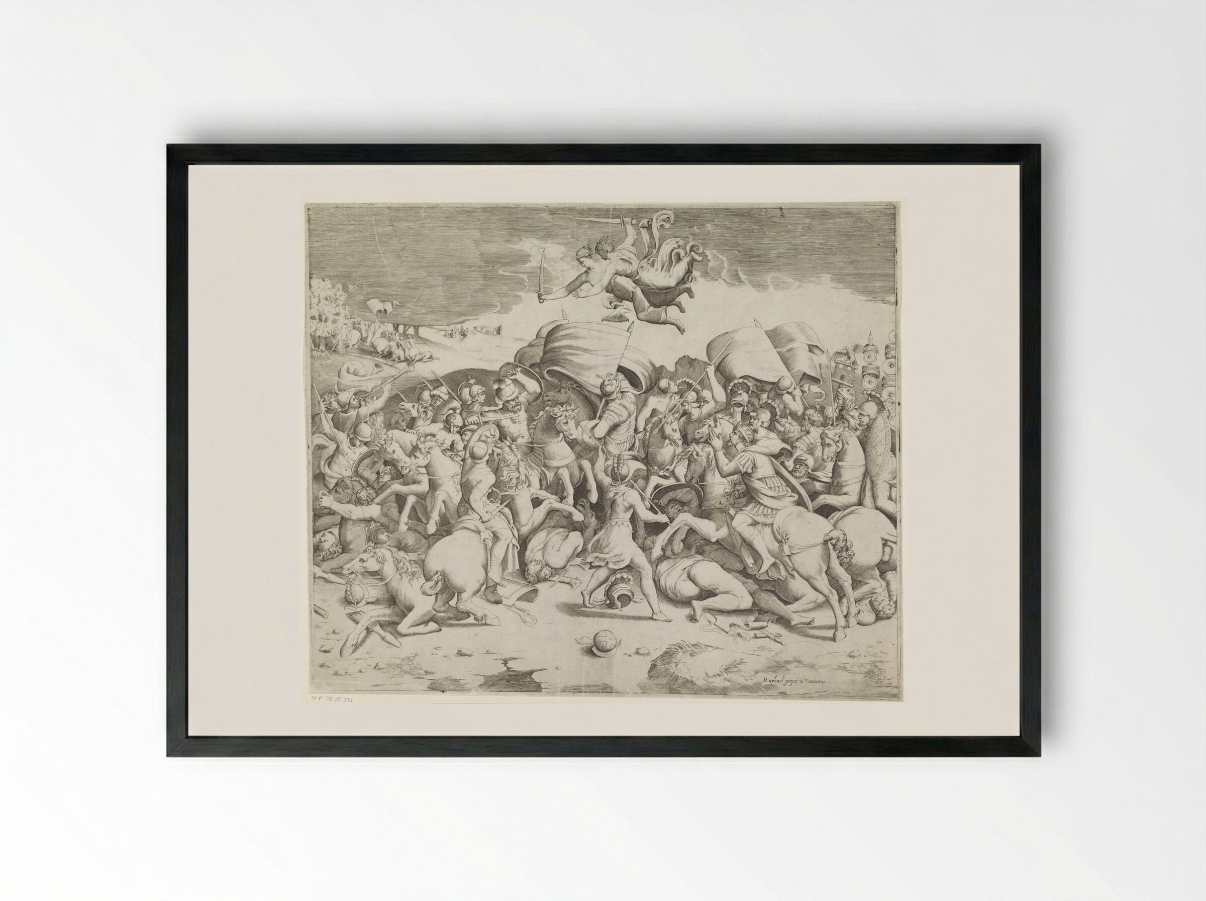 The Battle of the Milvian Bridge - Giulio Bonasone - Framed Print Black