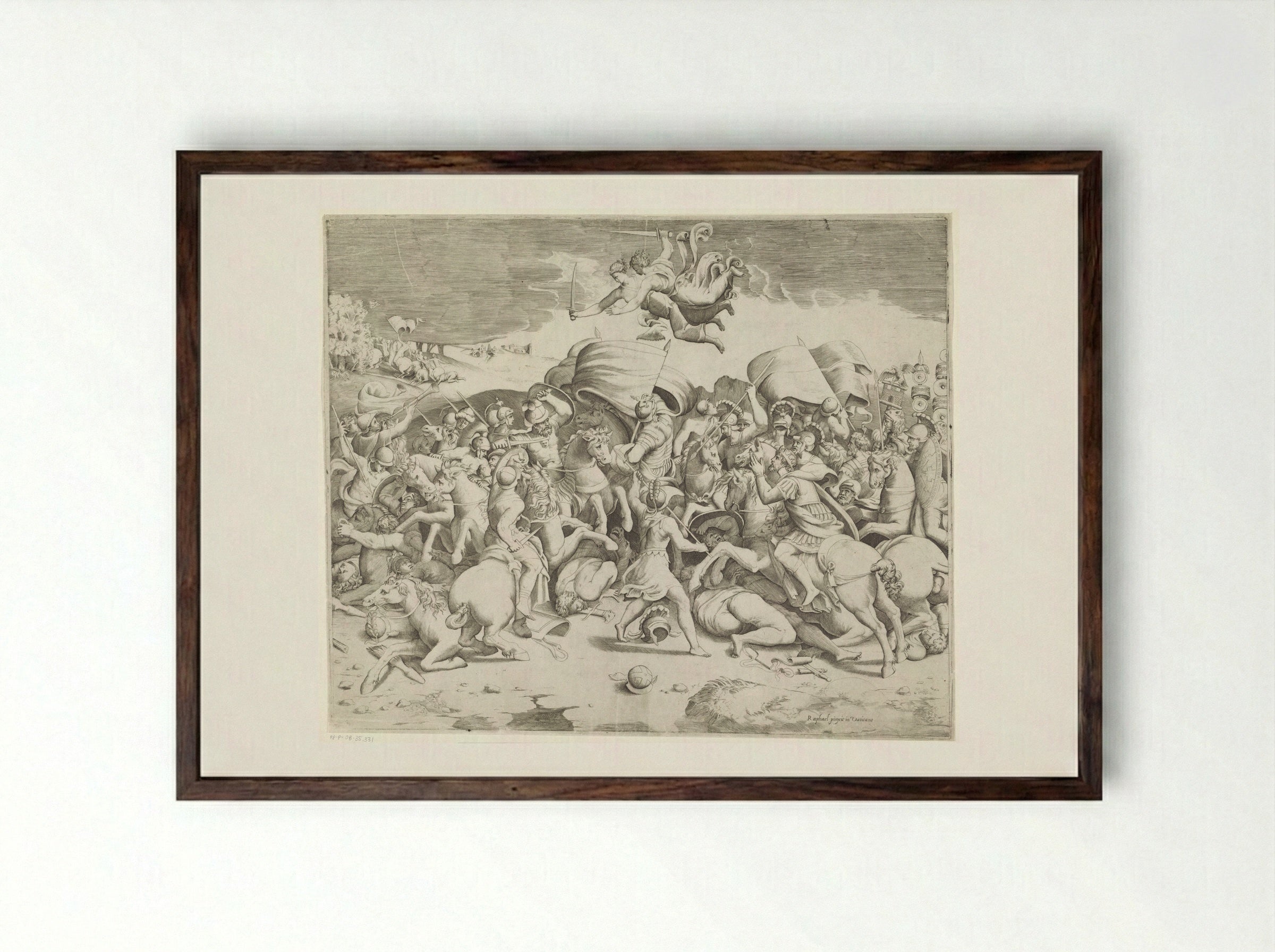 The Battle of the Milvian Bridge - Giulio Bonasone - Framed Print Dark Wood
