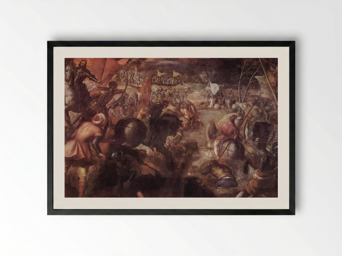 The Battle of the Taro - Tintoretto - Framed Print Black
