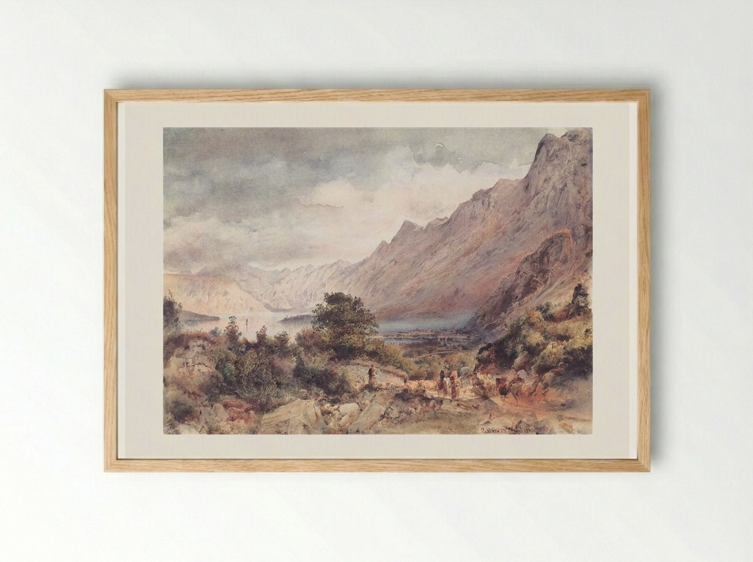 The Bay of Cattaro in Dalmatia - Rudolf von Alt - Framed Print Wood