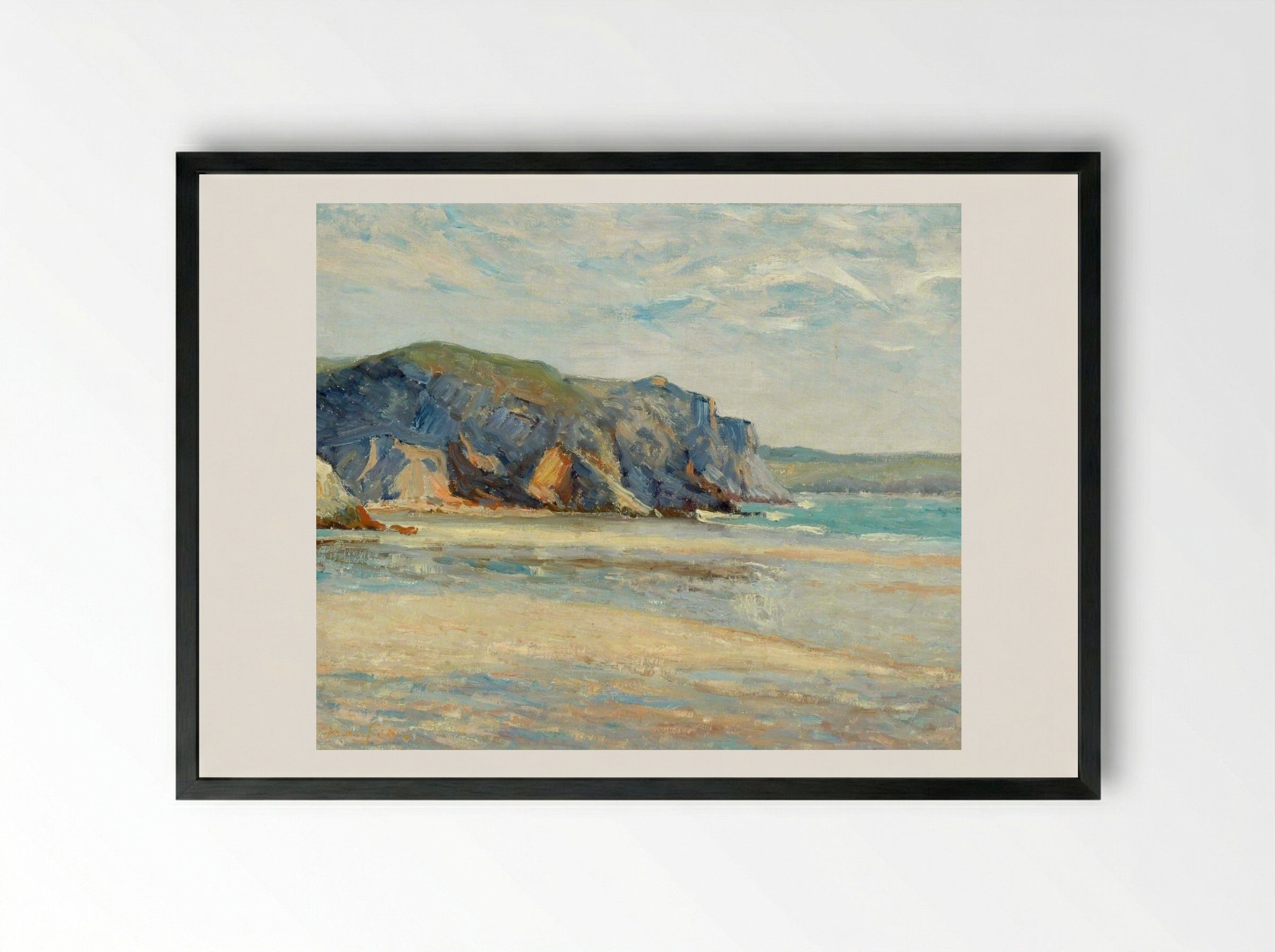 The Beach at Morgat, Finistere - Maxime Maufra - Framed Print Black