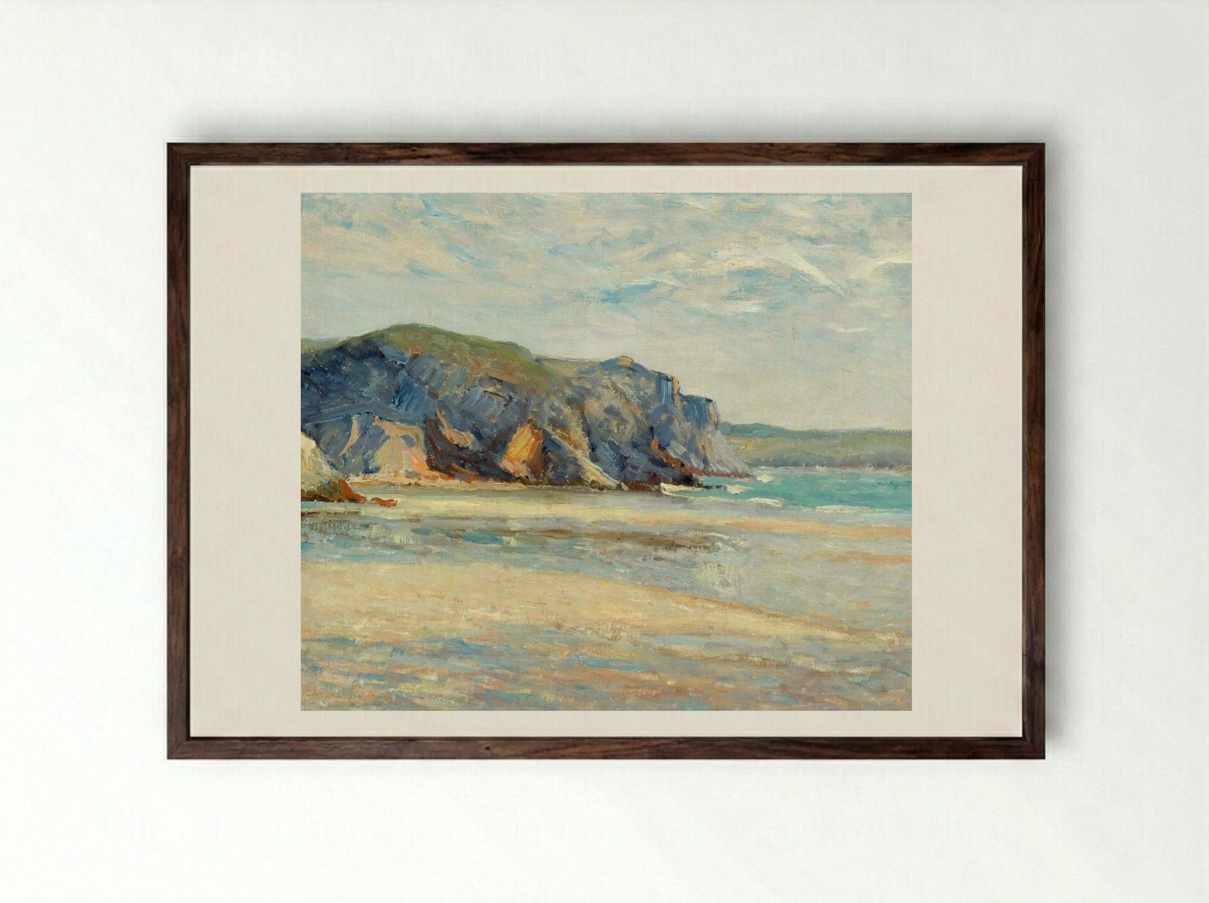 The Beach at Morgat, Finistere - Maxime Maufra - Framed Print Dark Wood
