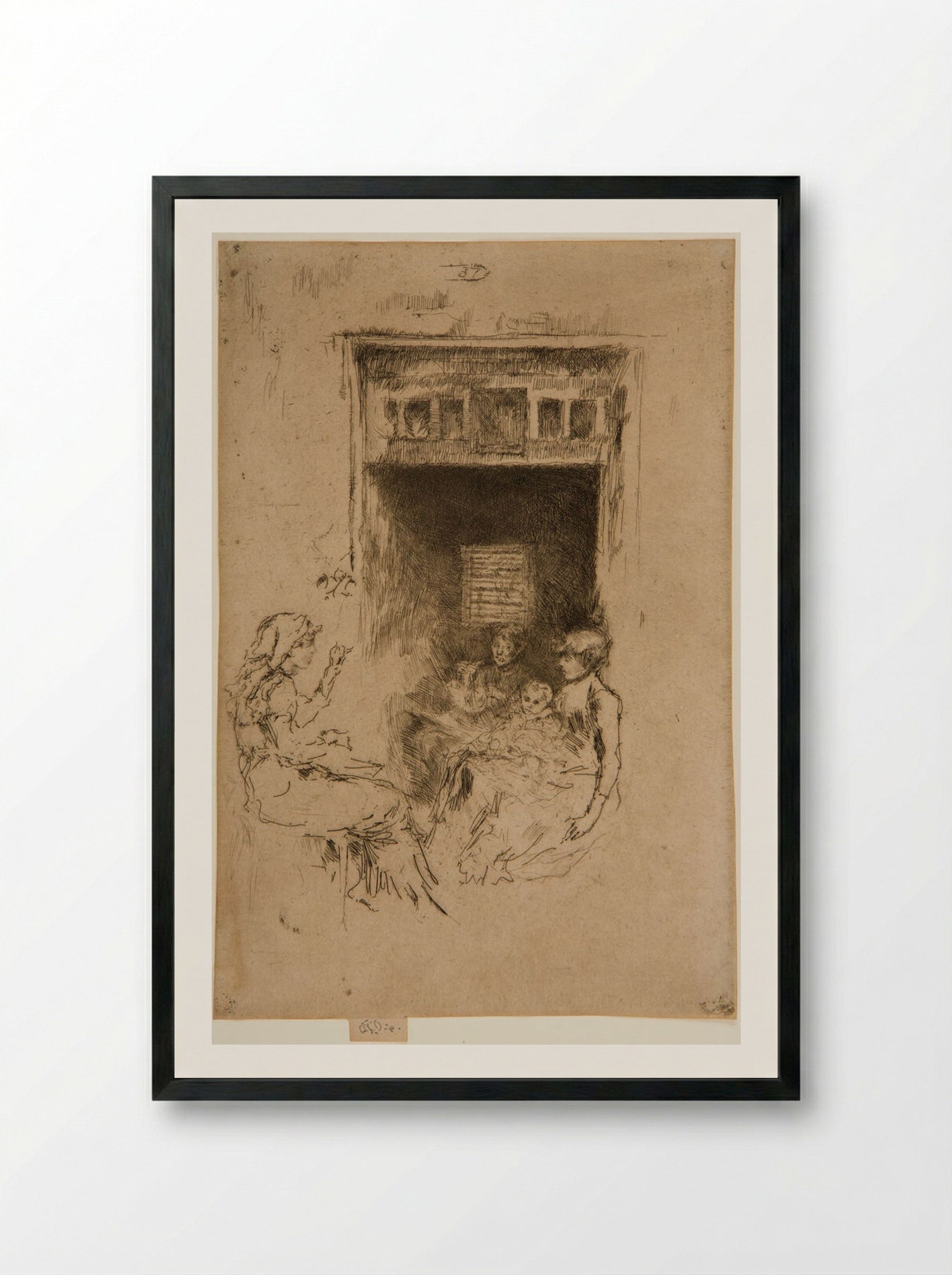 The Bead-Stringers - James Abbott McNeill Whistler - Framed Print Black