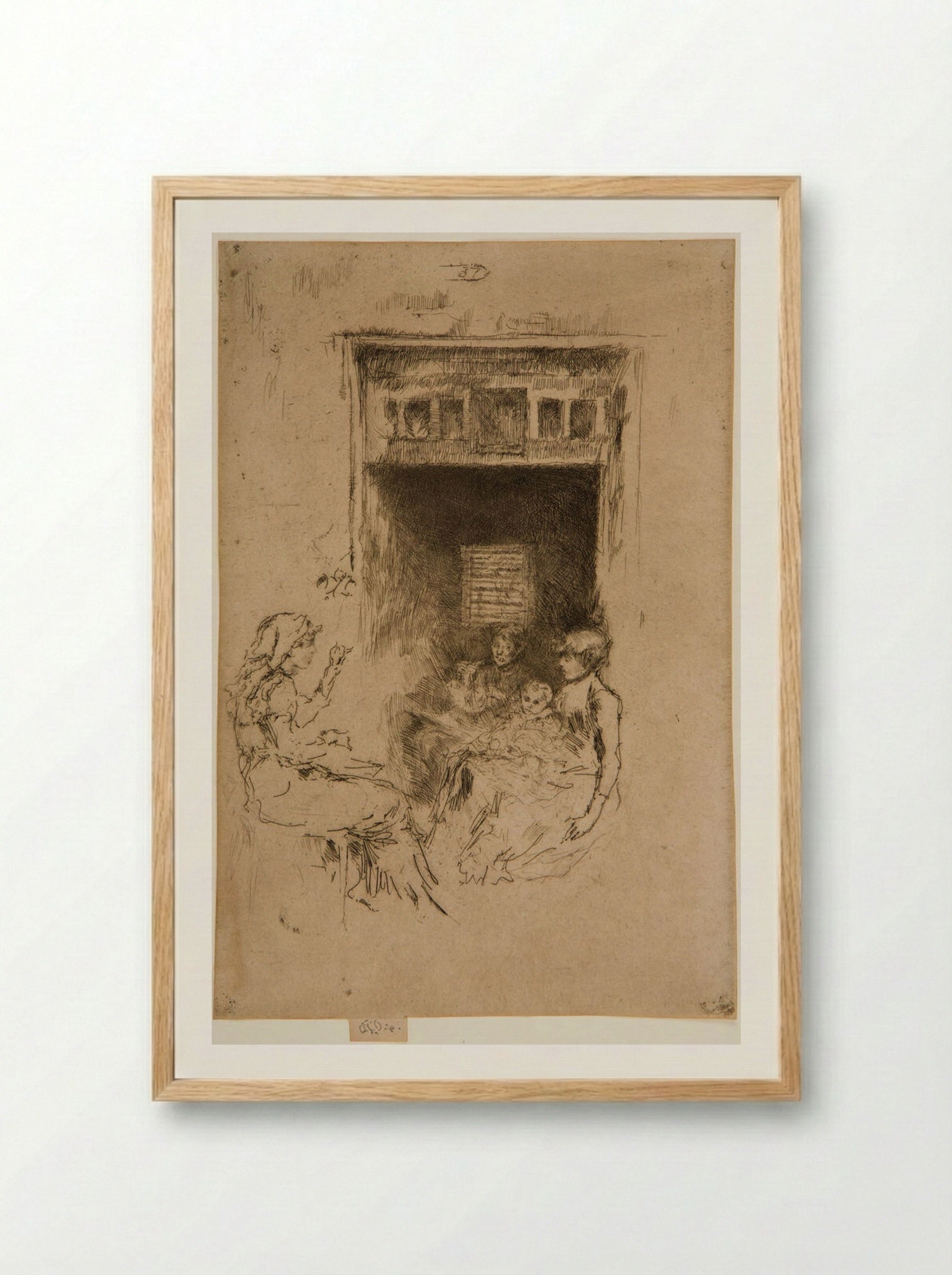 The Bead-Stringers - James Abbott McNeill Whistler - Framed Print Wood