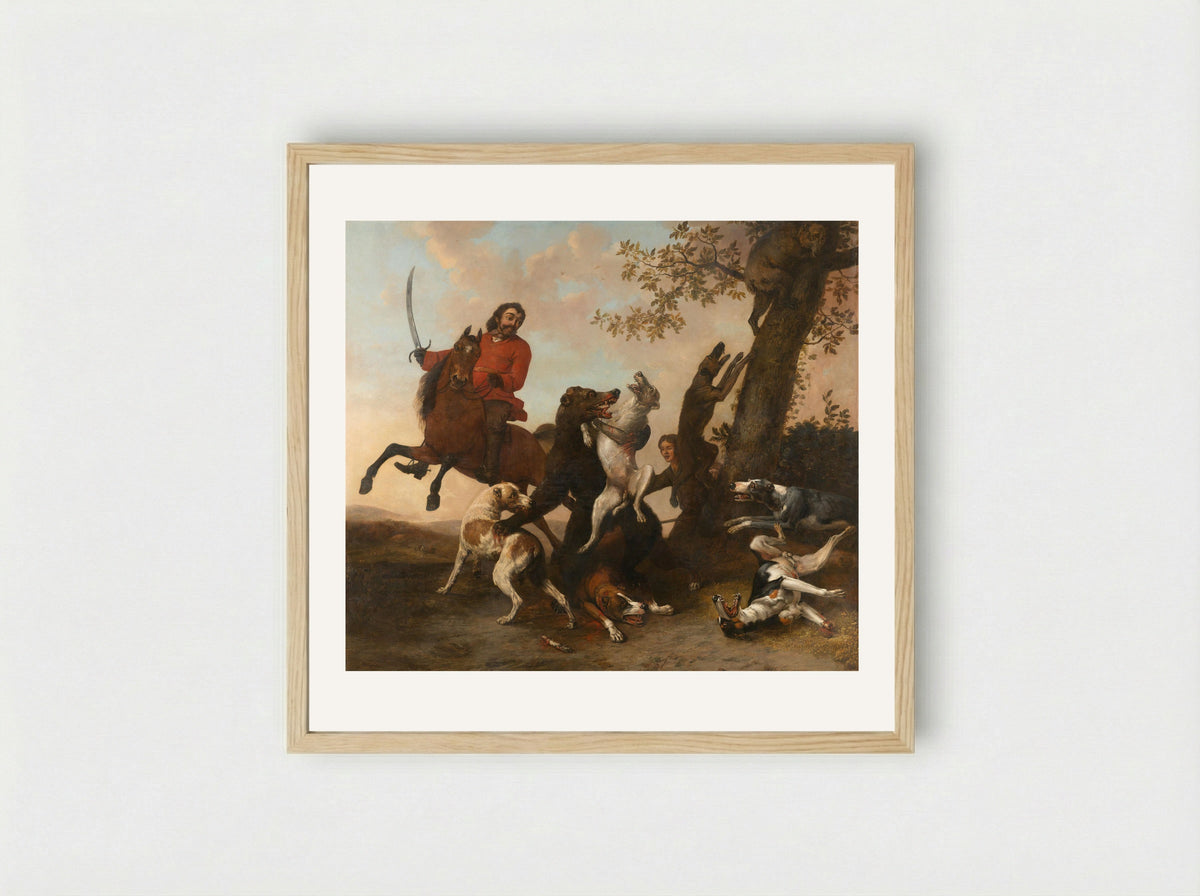 The Bear Hunt - Paulus Potter - Framed Print Wood