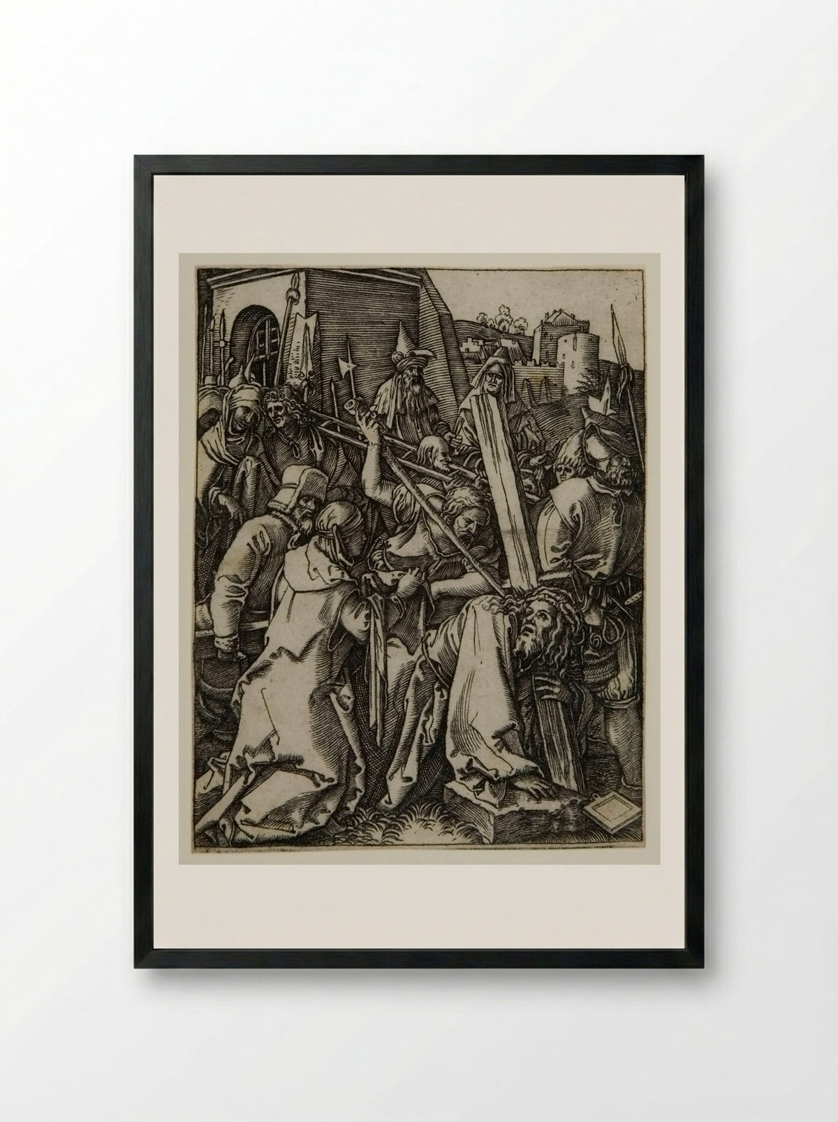 The Bearing of the Cross - Marcantonio Raimondi - Framed Print Black