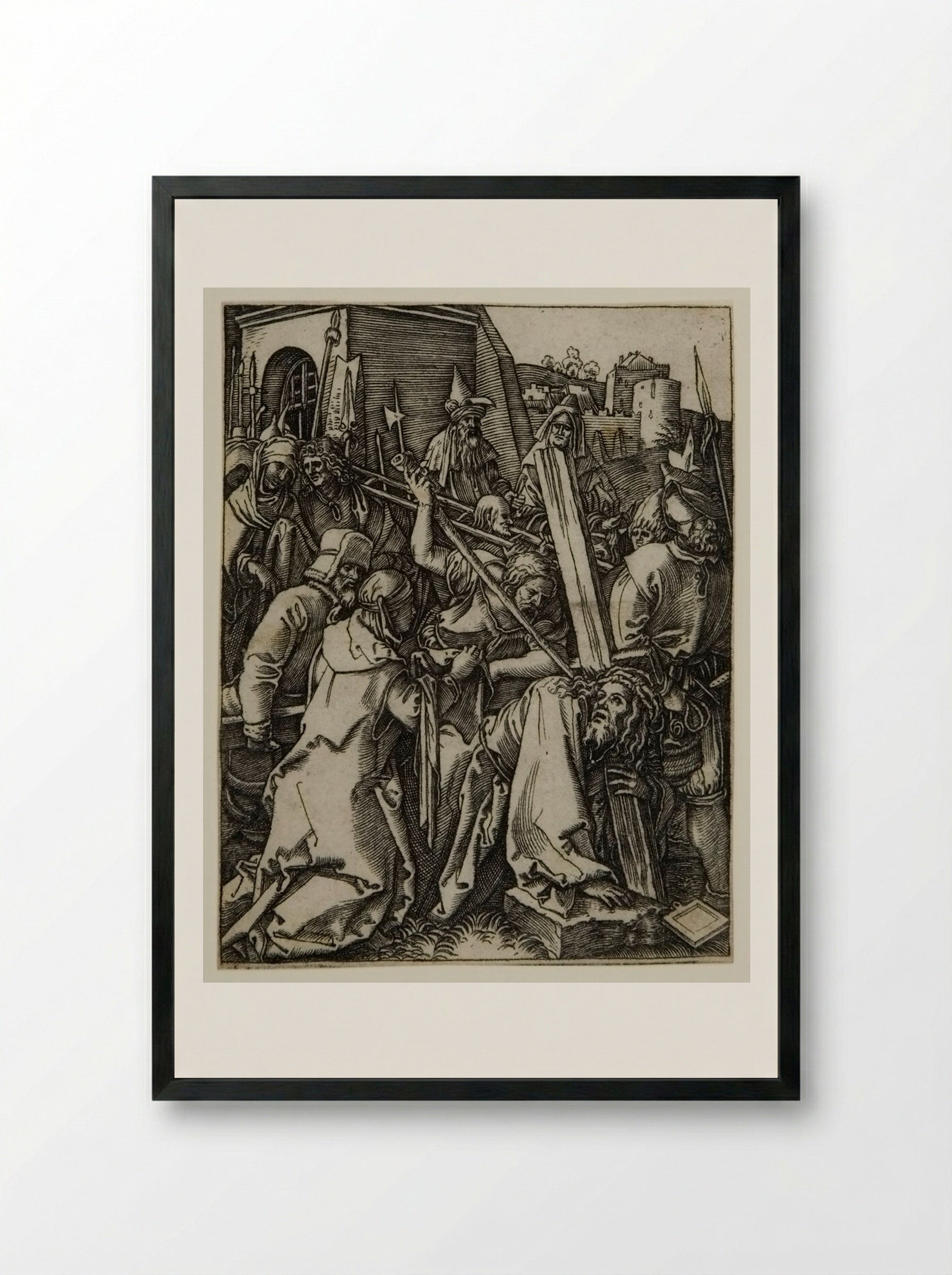 The Bearing of the Cross - Marcantonio Raimondi - Framed Print Black