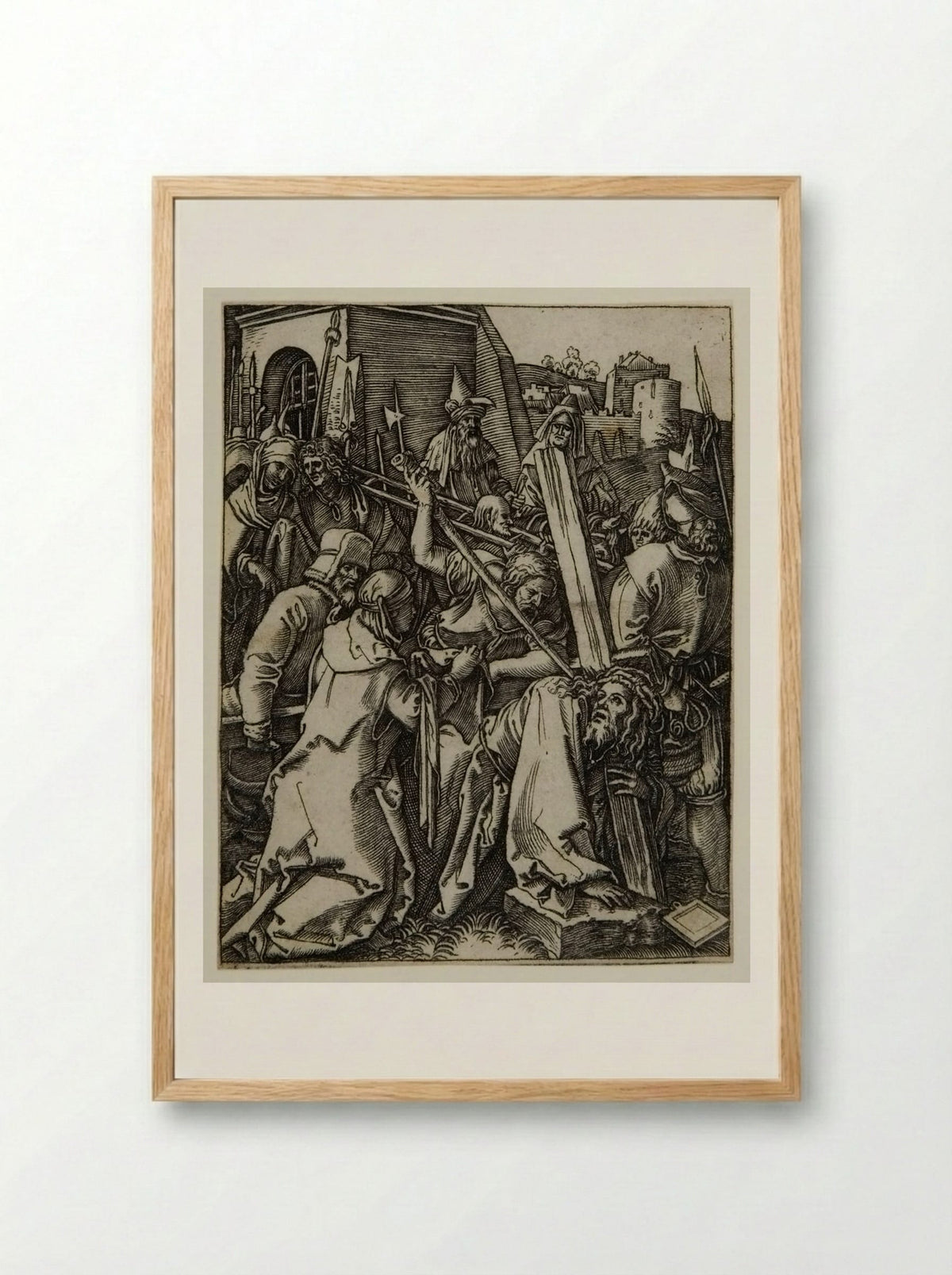 The Bearing of the Cross - Marcantonio Raimondi - Framed Print Wood