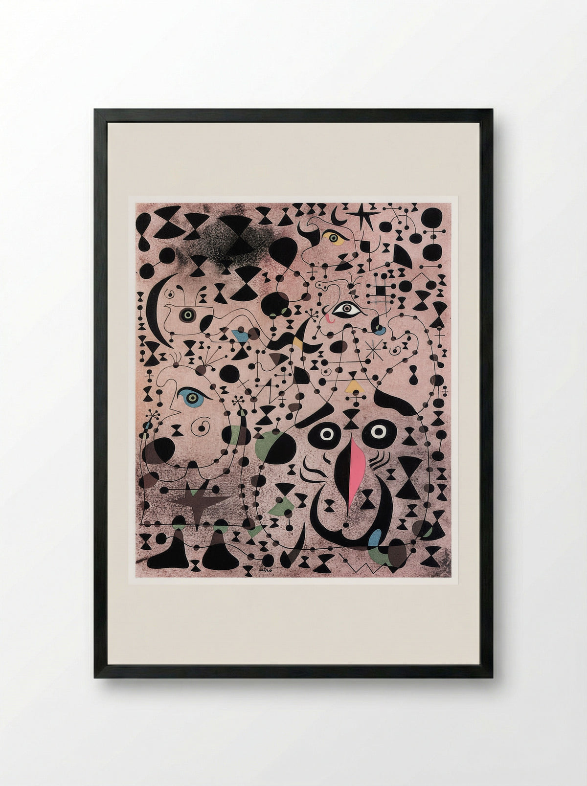 The Beautiful Bird Revealing the Unknown to a Pair of Lovers (from the Constellations series) - Joan Miró - Framed Print Black
