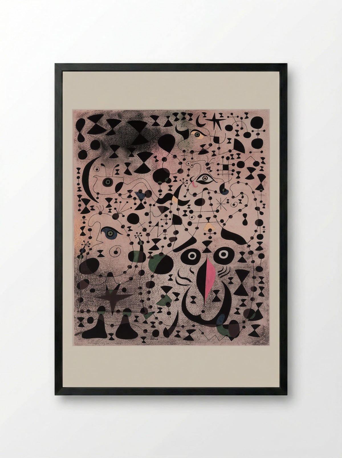 The Beautiful Bird Revealing the Unknown to a Pair of Lovers (from the Constellations series) - Joan Miró - Framed Print Black
