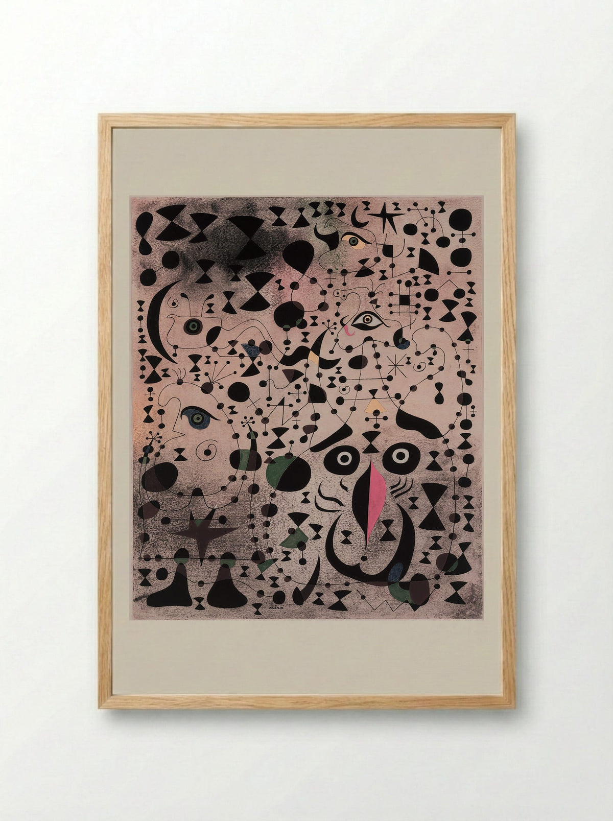 The Beautiful Bird Revealing the Unknown to a Pair of Lovers (from the Constellations series) - Joan Miró - Framed Print Wood