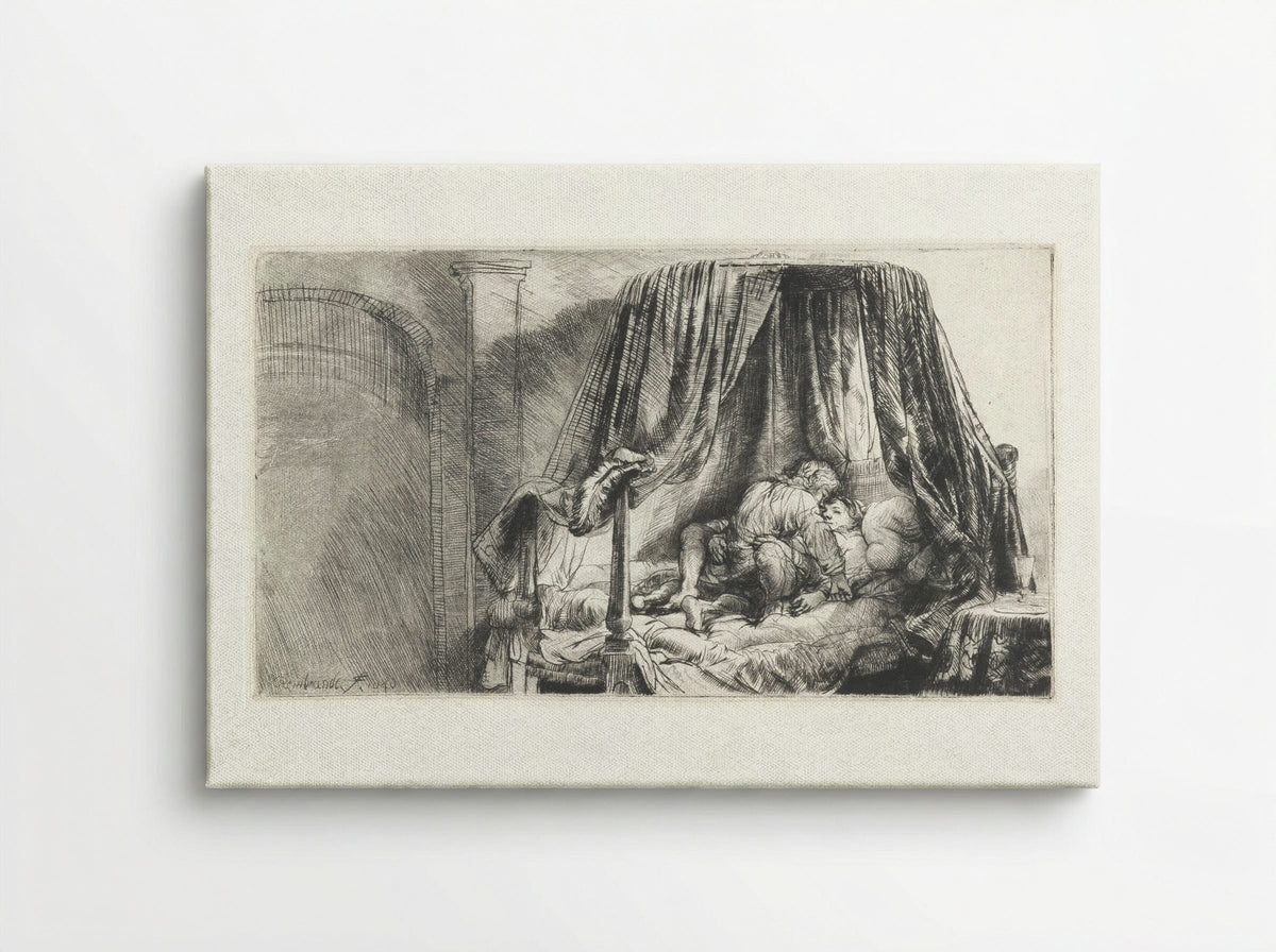 The Bedstead - Rembrandt van Rijn - Canvas
