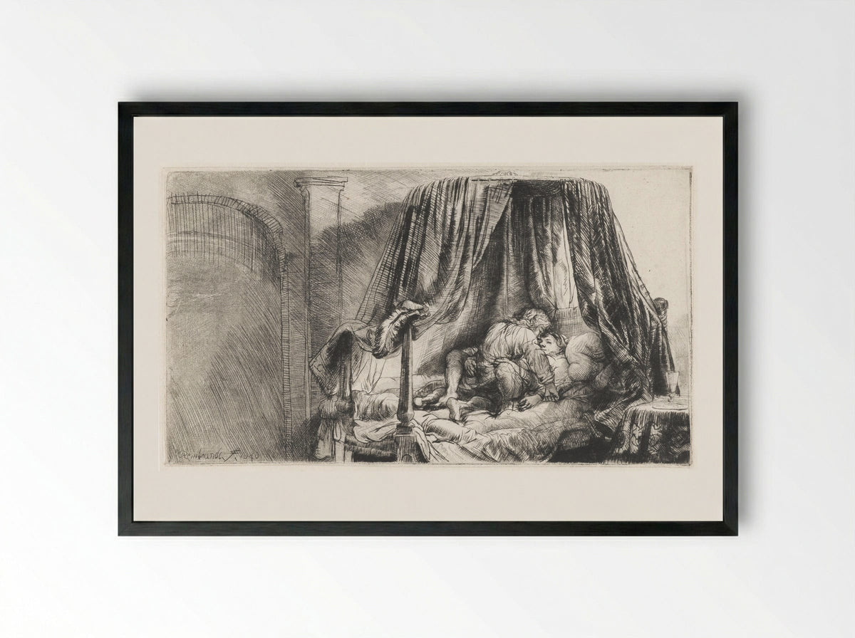 The Bedstead - Rembrandt van Rijn - Framed Print Black