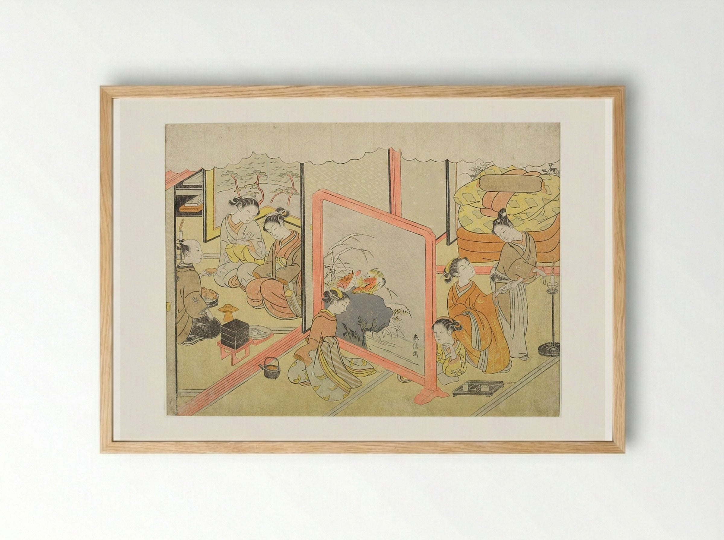 The Bedtime Sake Cup - Suzuki Harunobu - Framed Print Wood