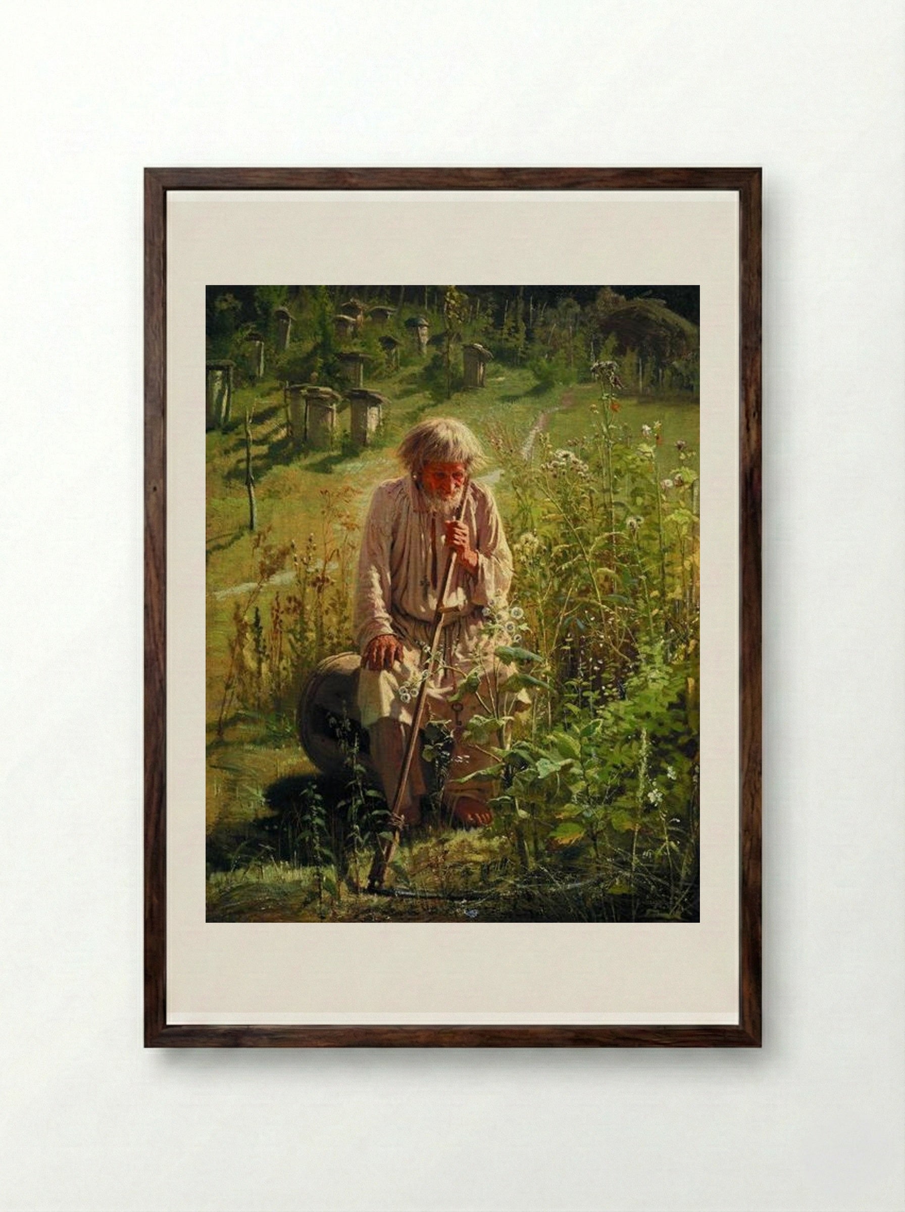 The Beekeeper - Ivan Kramskoy - Framed Print Dark Wood