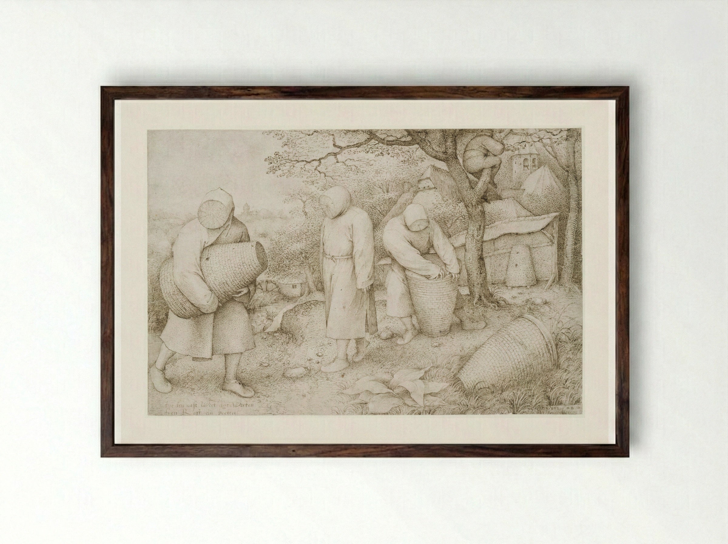 The Beekeepers and the Birdnester - Pieter Bruegel the Elder - Framed Print Dark Wood