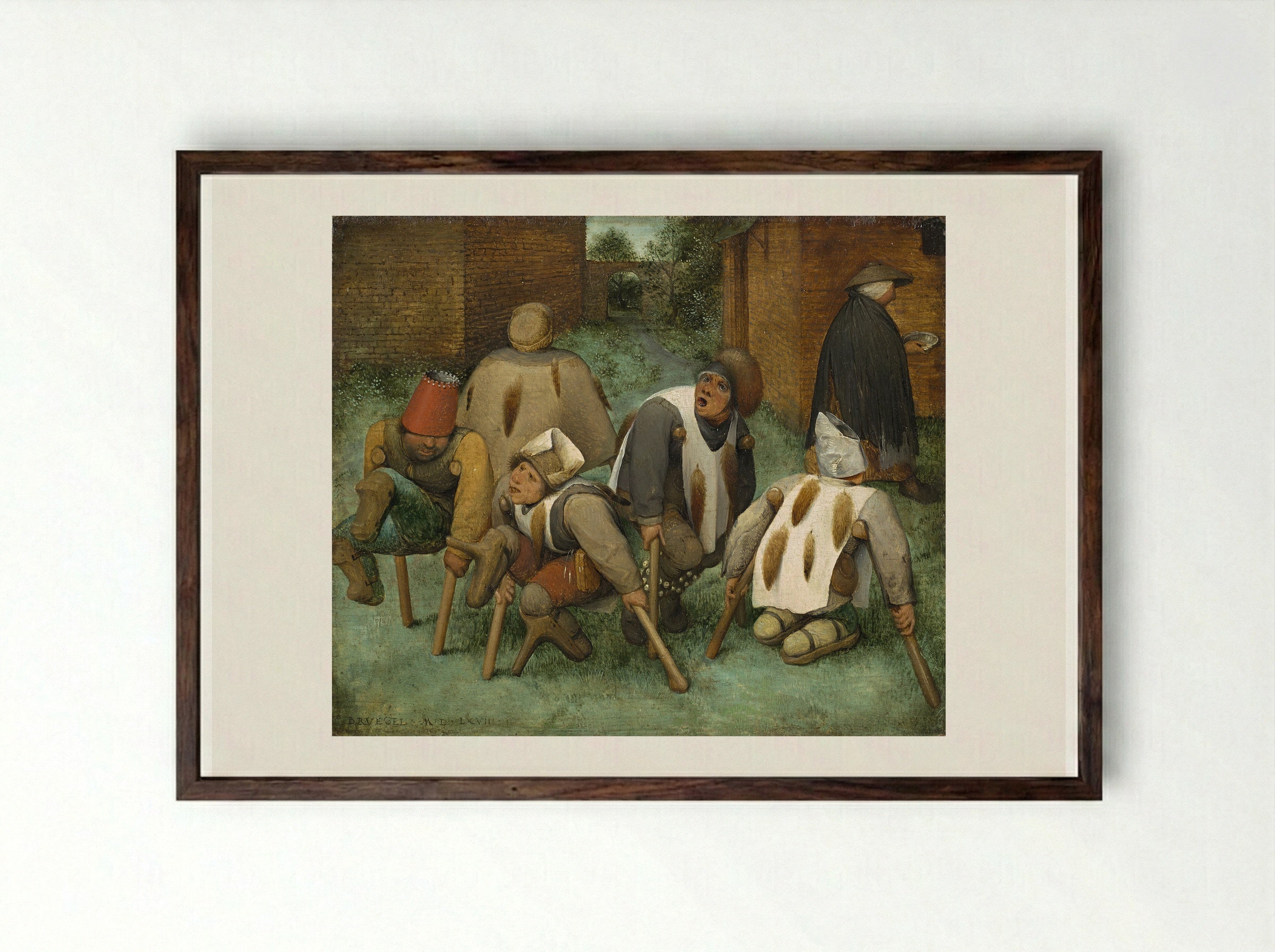 The Beggars - Pieter Bruegel the Elder - Framed Print Dark Wood