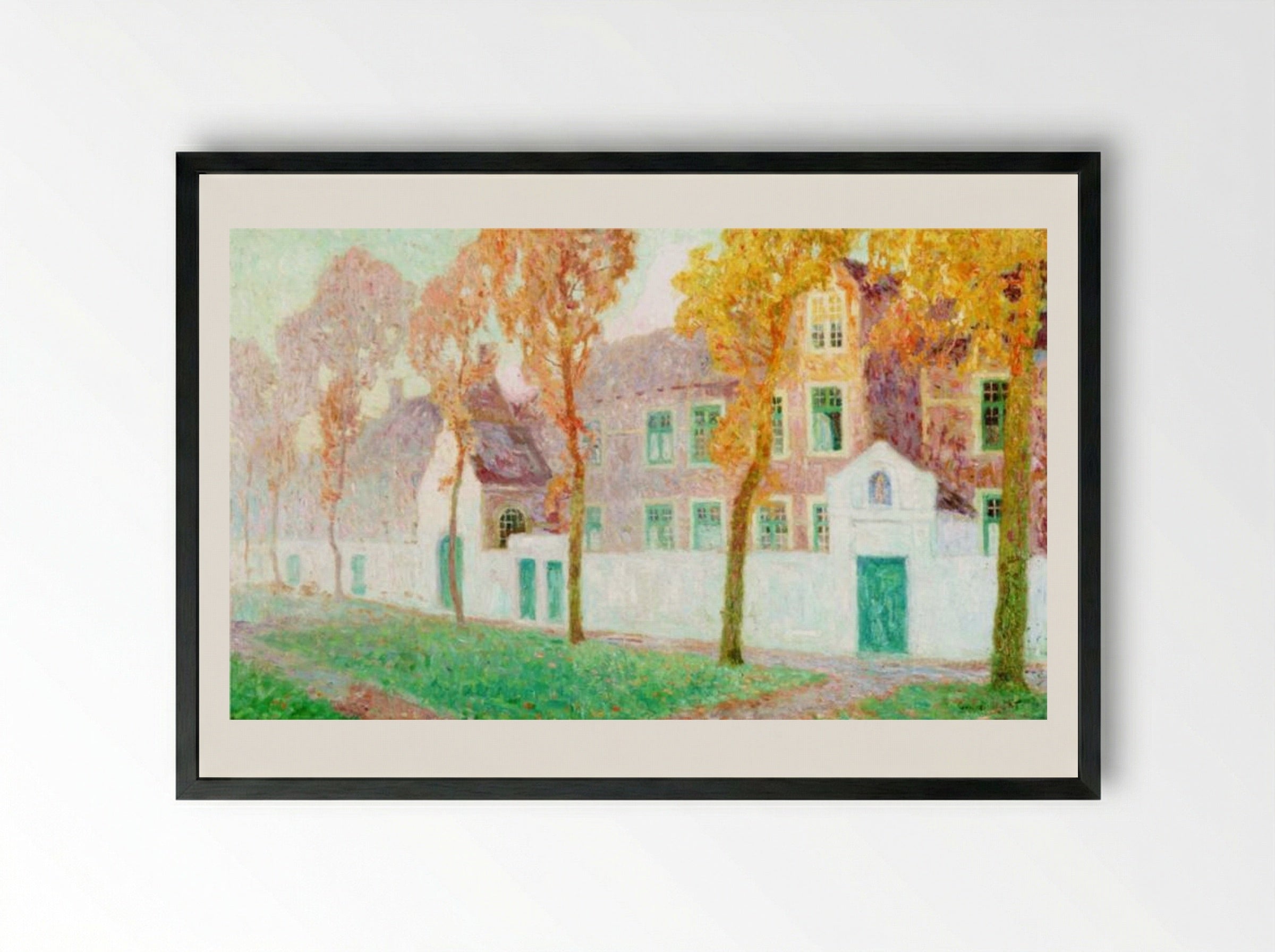 The Beguine Convent in Bruges - Gustave de Smet - Framed Print Black