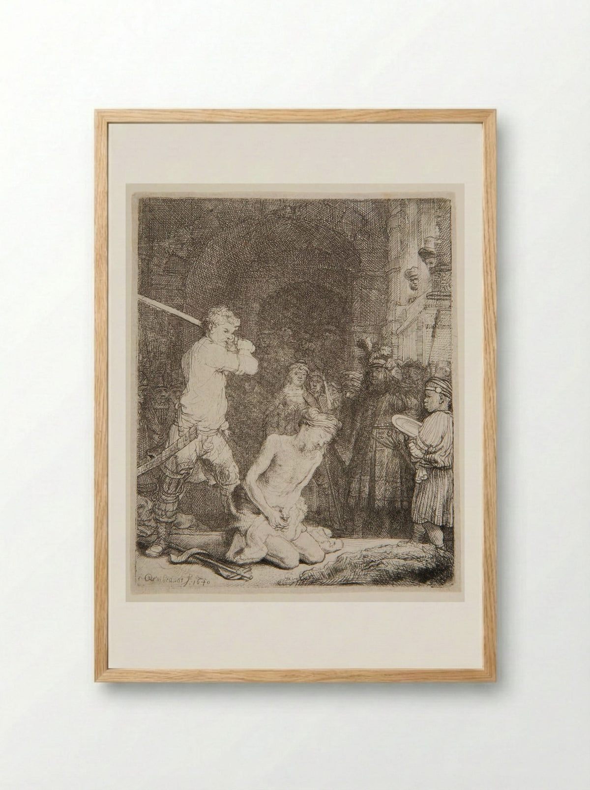 The Beheading of John the Baptist - Rembrandt Harmensz. van Rijn - Framed Print Wood