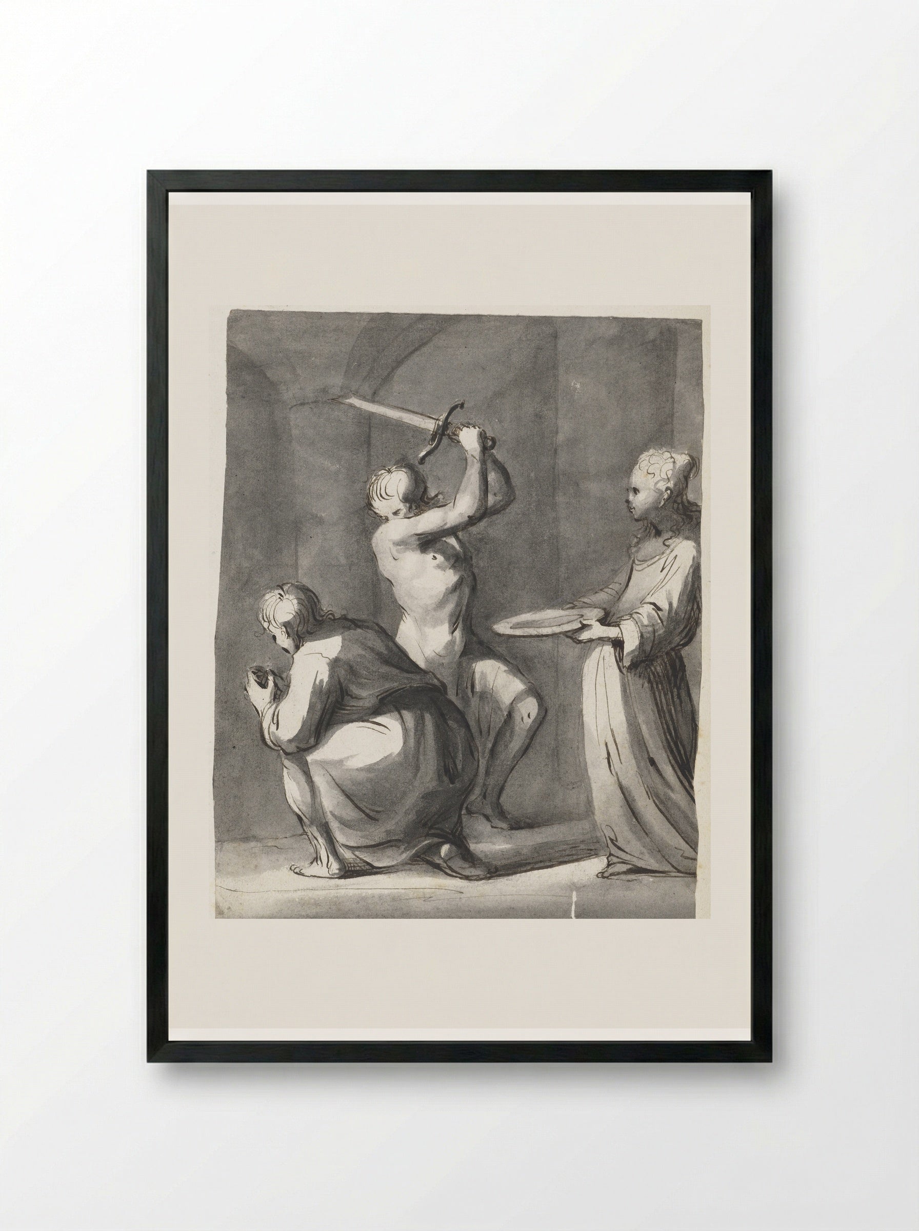 The Beheading of Saint John the Baptist - Moses ter Borch - Framed Print Black