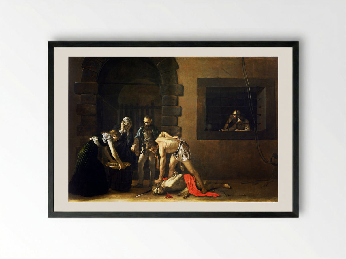 The Beheading of Saint John the Baptist - Caravaggio - Framed Print Black