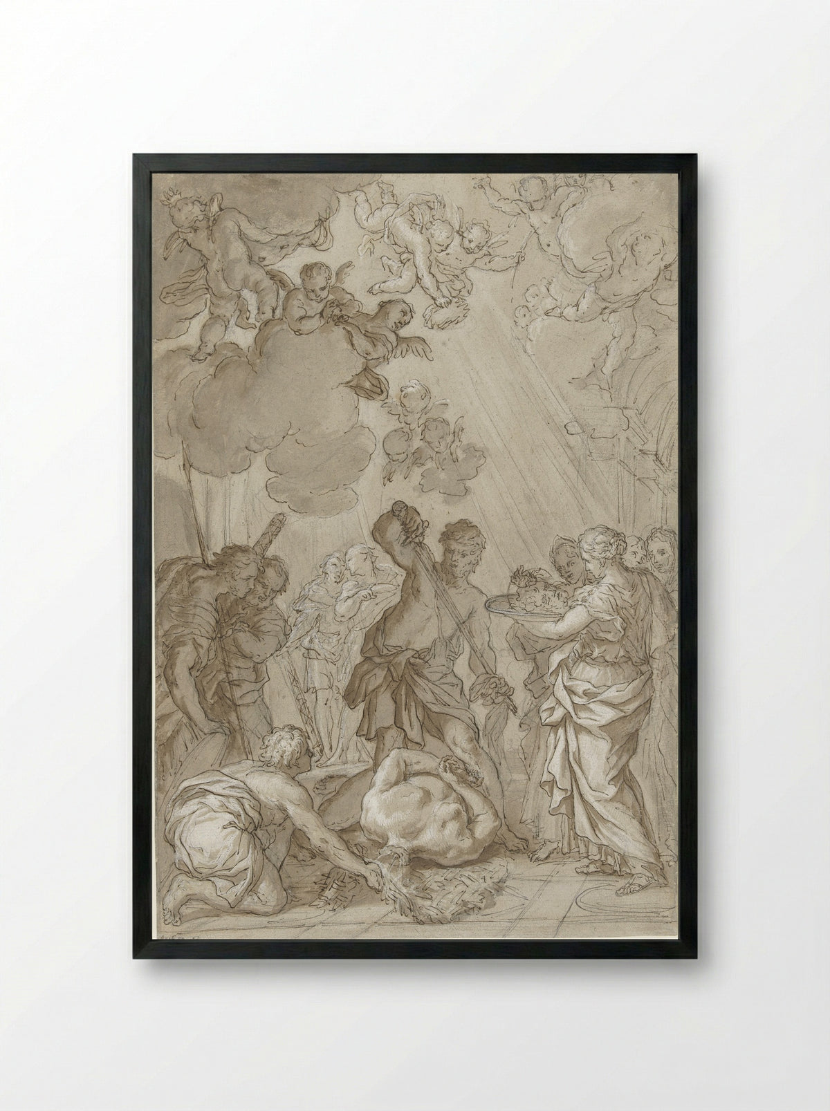 The Beheading of Saint John the Baptist - Giuseppe Nicola Nasini - Framed Print Black