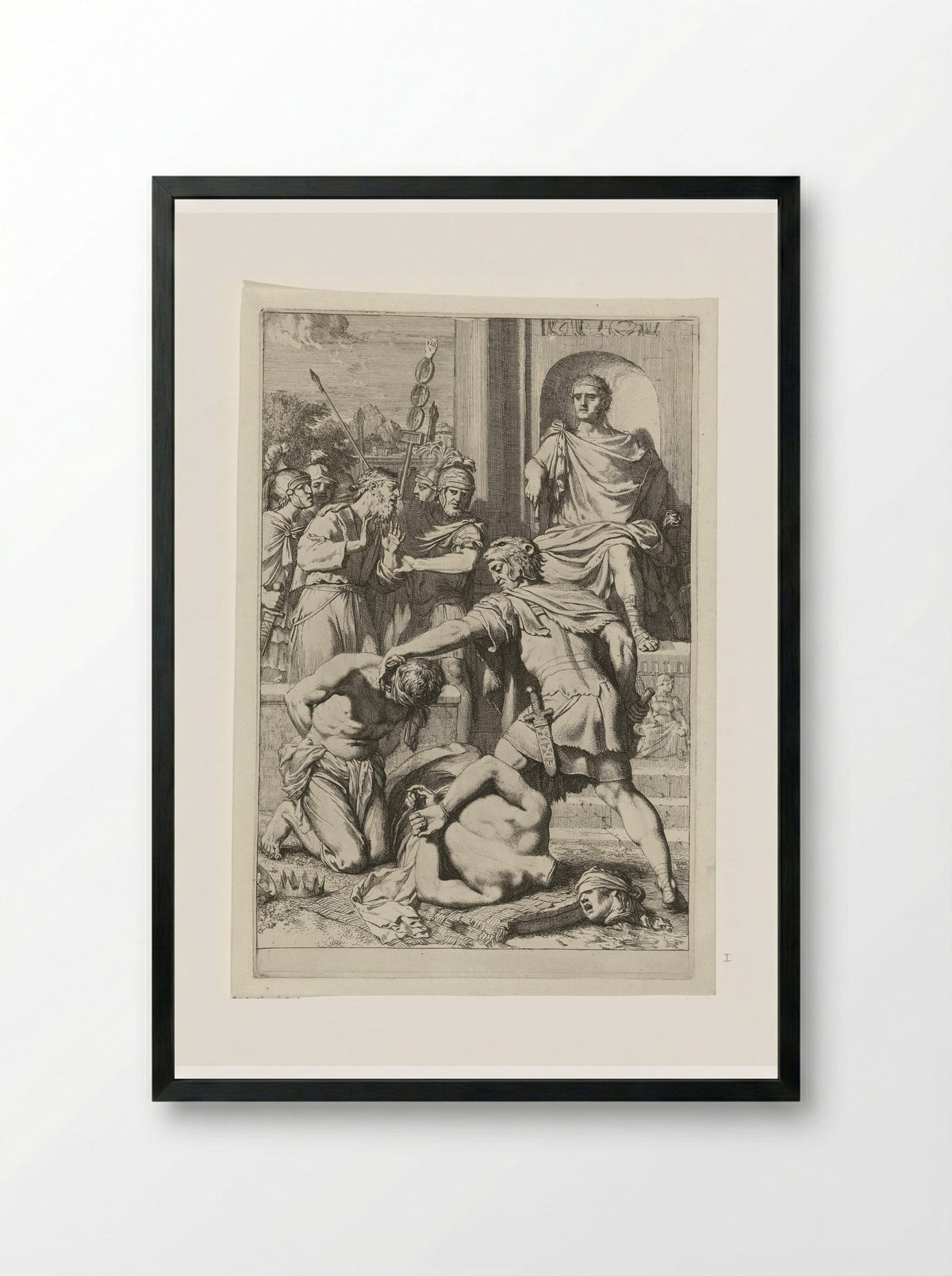 The Beheading of Two Kings by Order of a Roman Emperor - Gerard de Lairesse - Framed Print Black