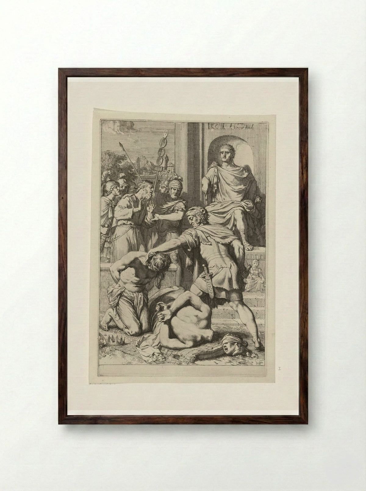 The Beheading of Two Kings by Order of a Roman Emperor - Gerard de Lairesse - Framed Print Dark Wood