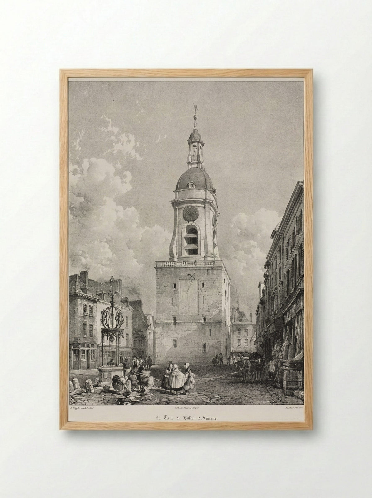 The Belfry Tower of Amiens, Picardie - Louis Haghe - Framed Print Wood