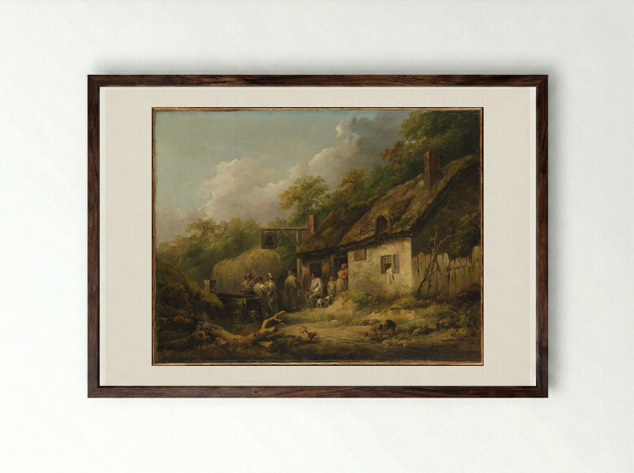The Bell Inn - George Morland - Framed Print Dark Wood