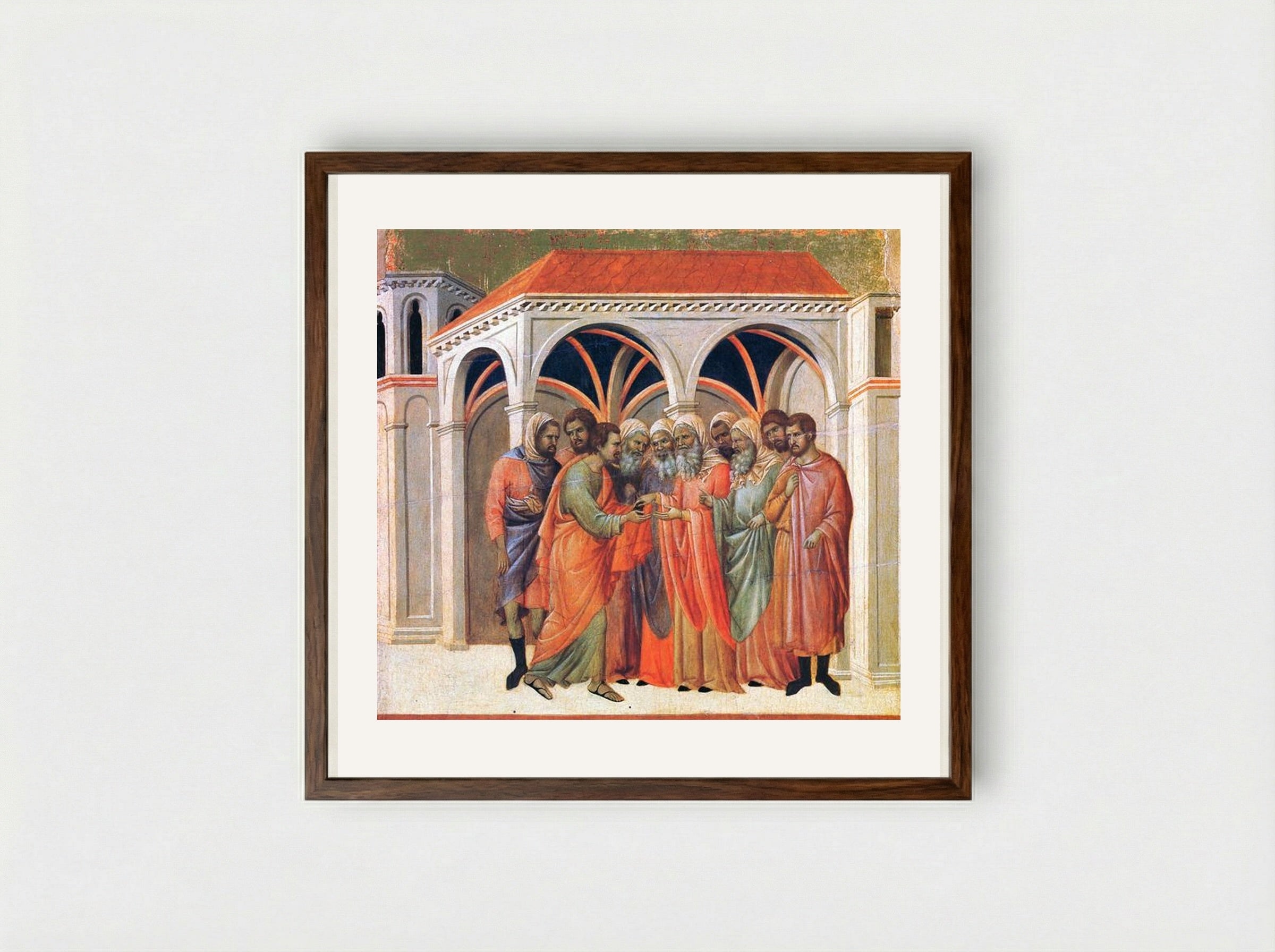 The Betrayal of Judas - Duccio di Buoninsegna - Framed Print Dark Wood