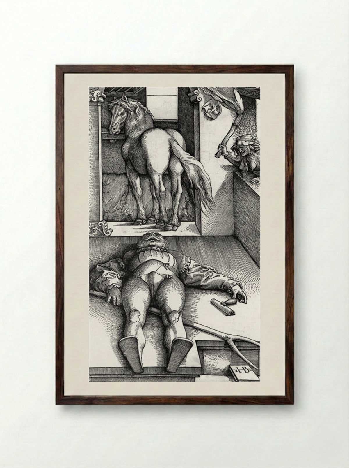 The Bewitched Groom - Hans Baldung Grien - Framed Print Dark Wood