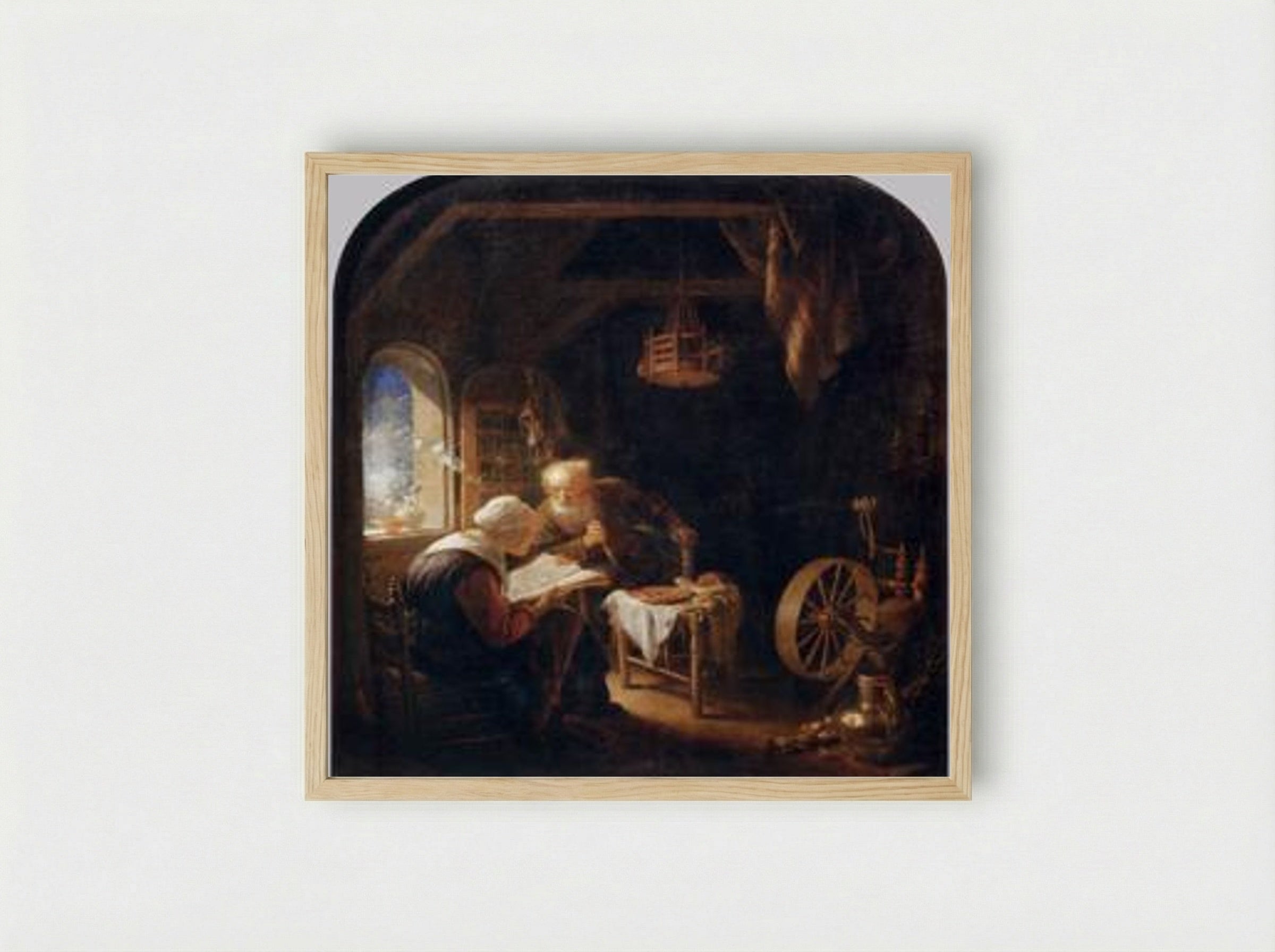 The Bible Lesson, or Anne and Tobias - Gerrit Dou - Framed Print Wood
