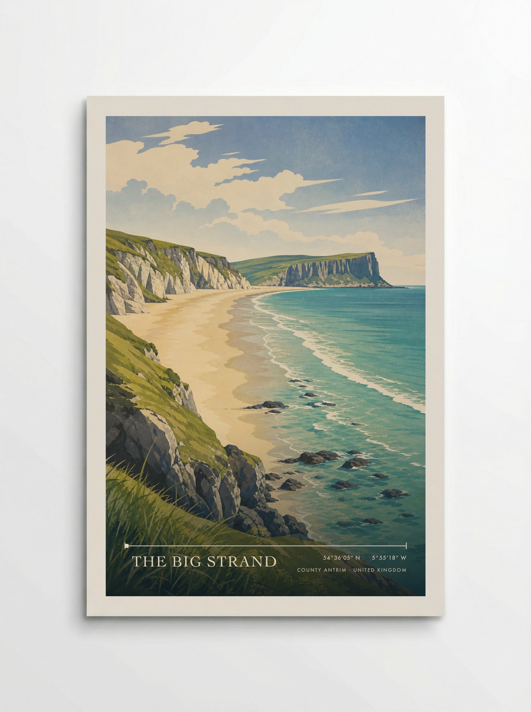 The Big Strand County Antrim United Kingdom Travel Poster - Poster
