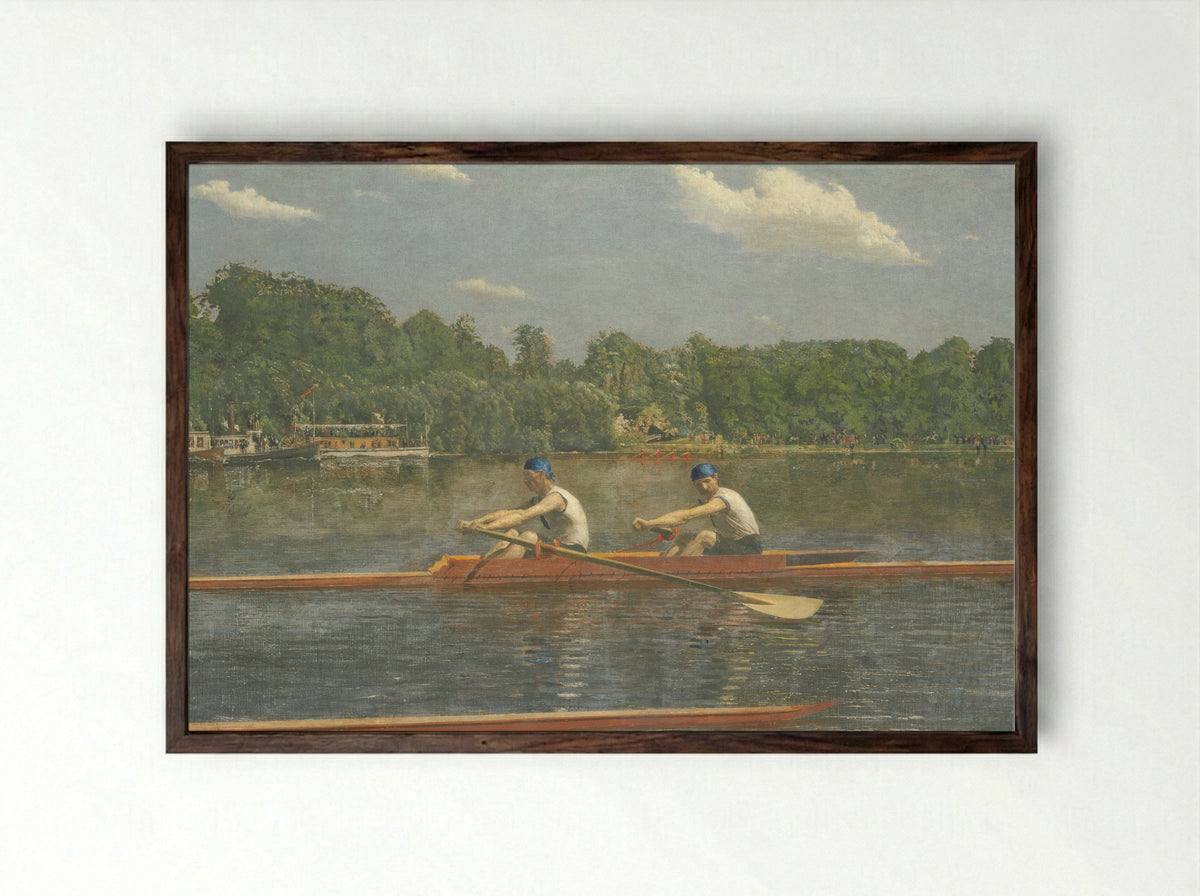 The Biglin Brothers Racing - Thomas Eakins - Framed Print Dark Wood