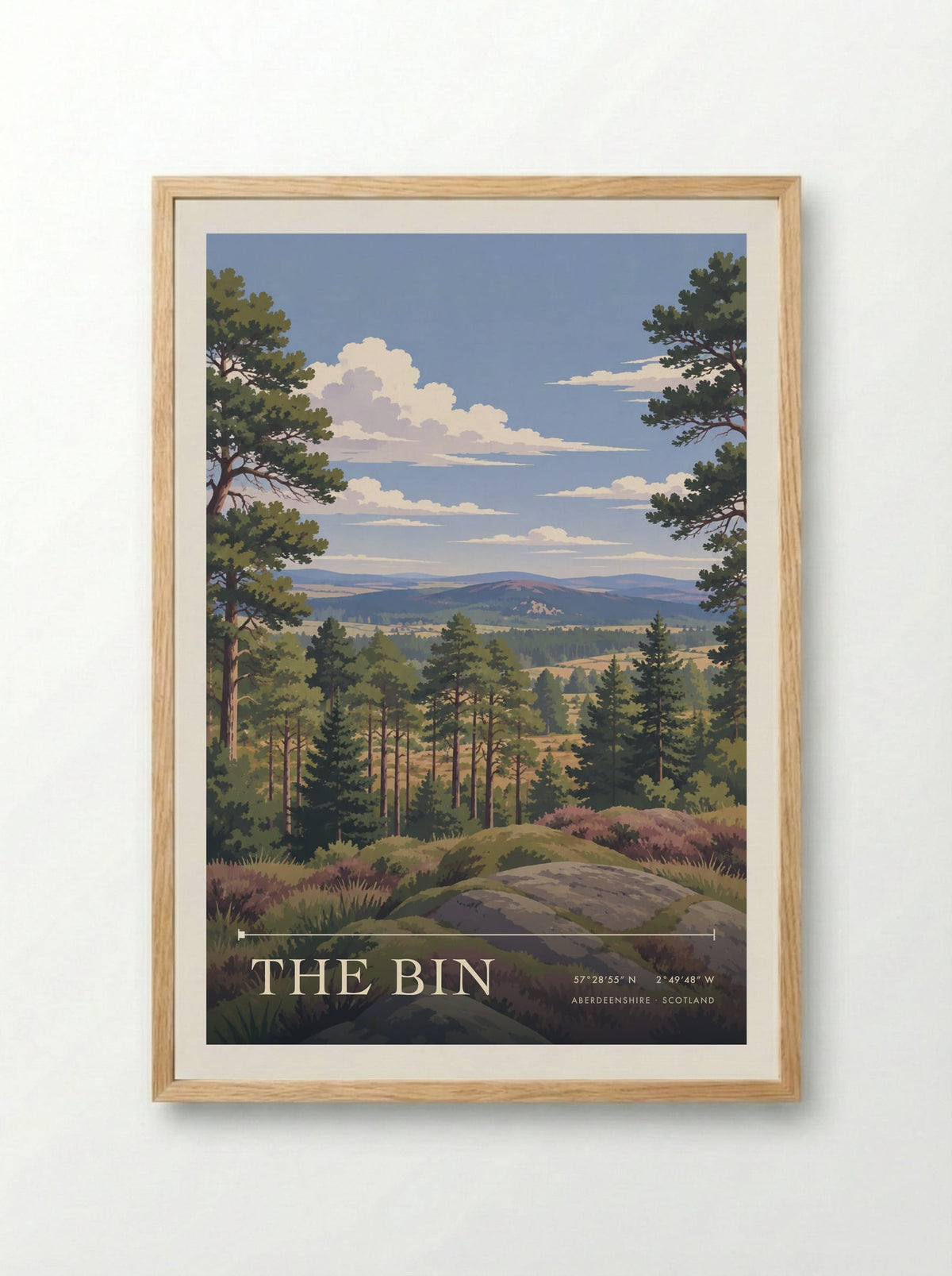 The Bin, Aberdeenshire | Travel Poster - Framed Print Wood
