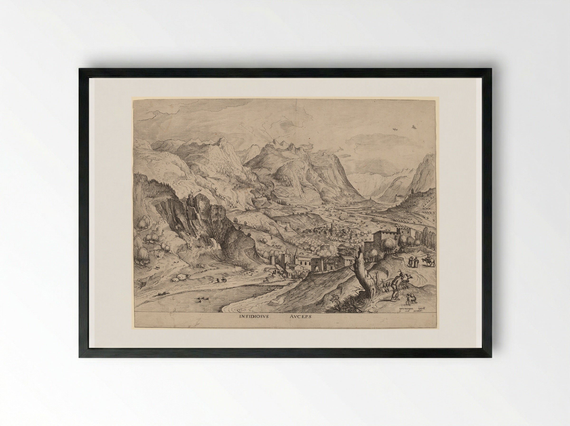 The Bird Catcher - Pieter Bruegel the Elder - Framed Print Black