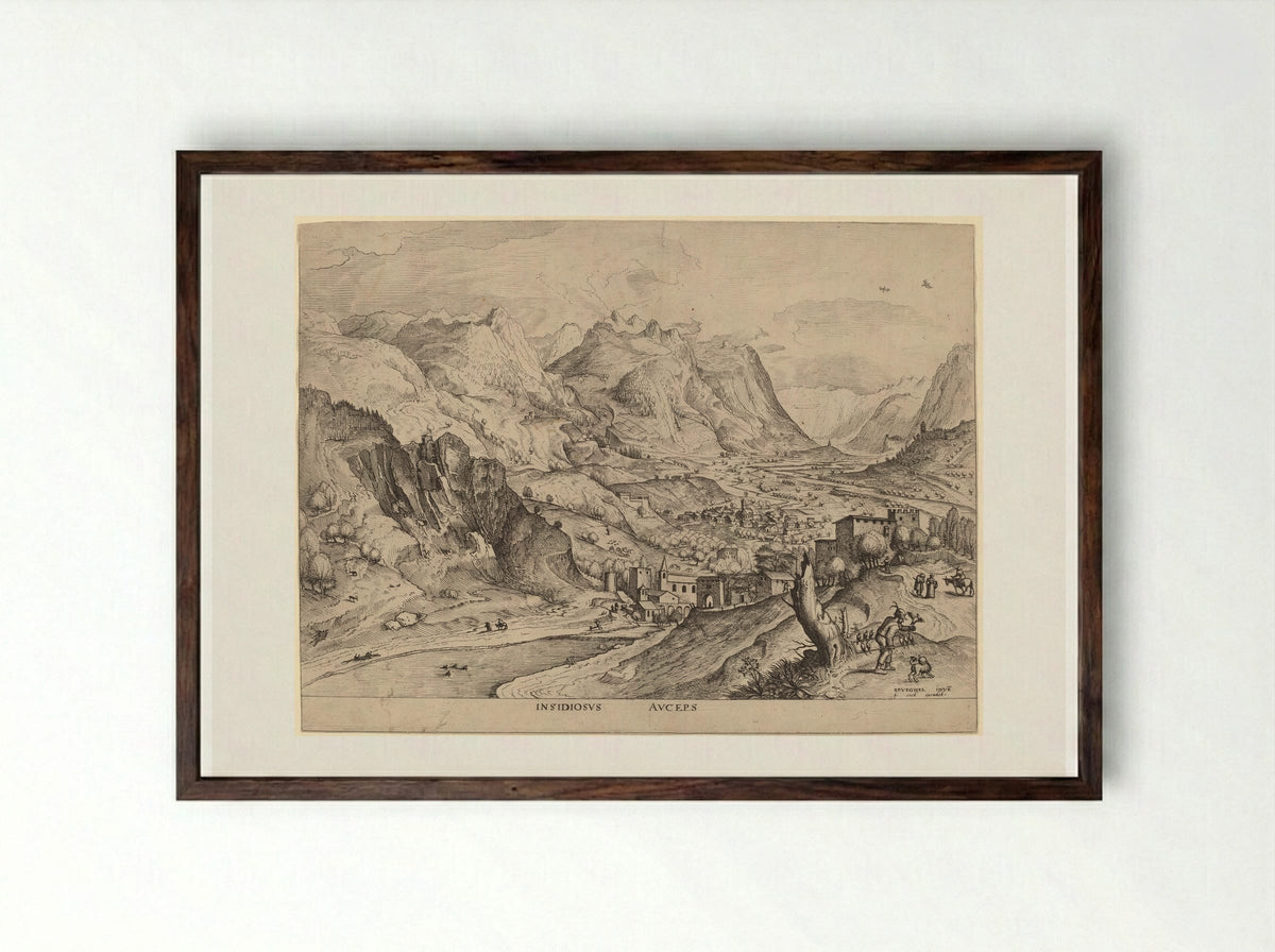 The Bird Catcher - Pieter Bruegel the Elder - Framed Print Dark Wood