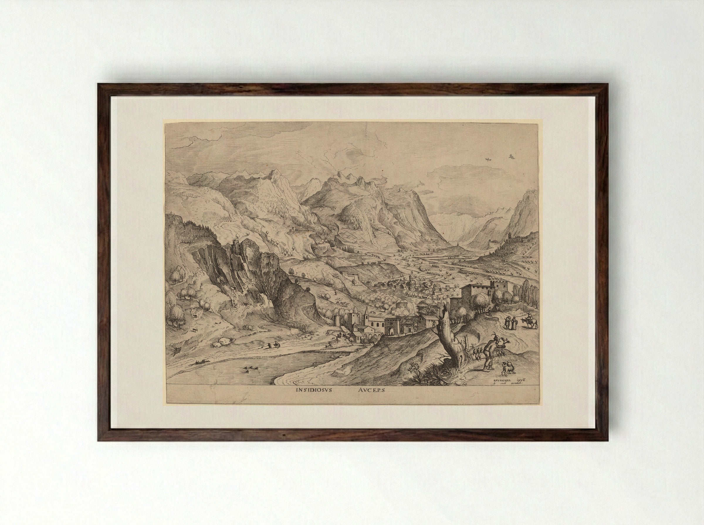 The Bird Catcher - Pieter Bruegel the Elder - Framed Print Dark Wood