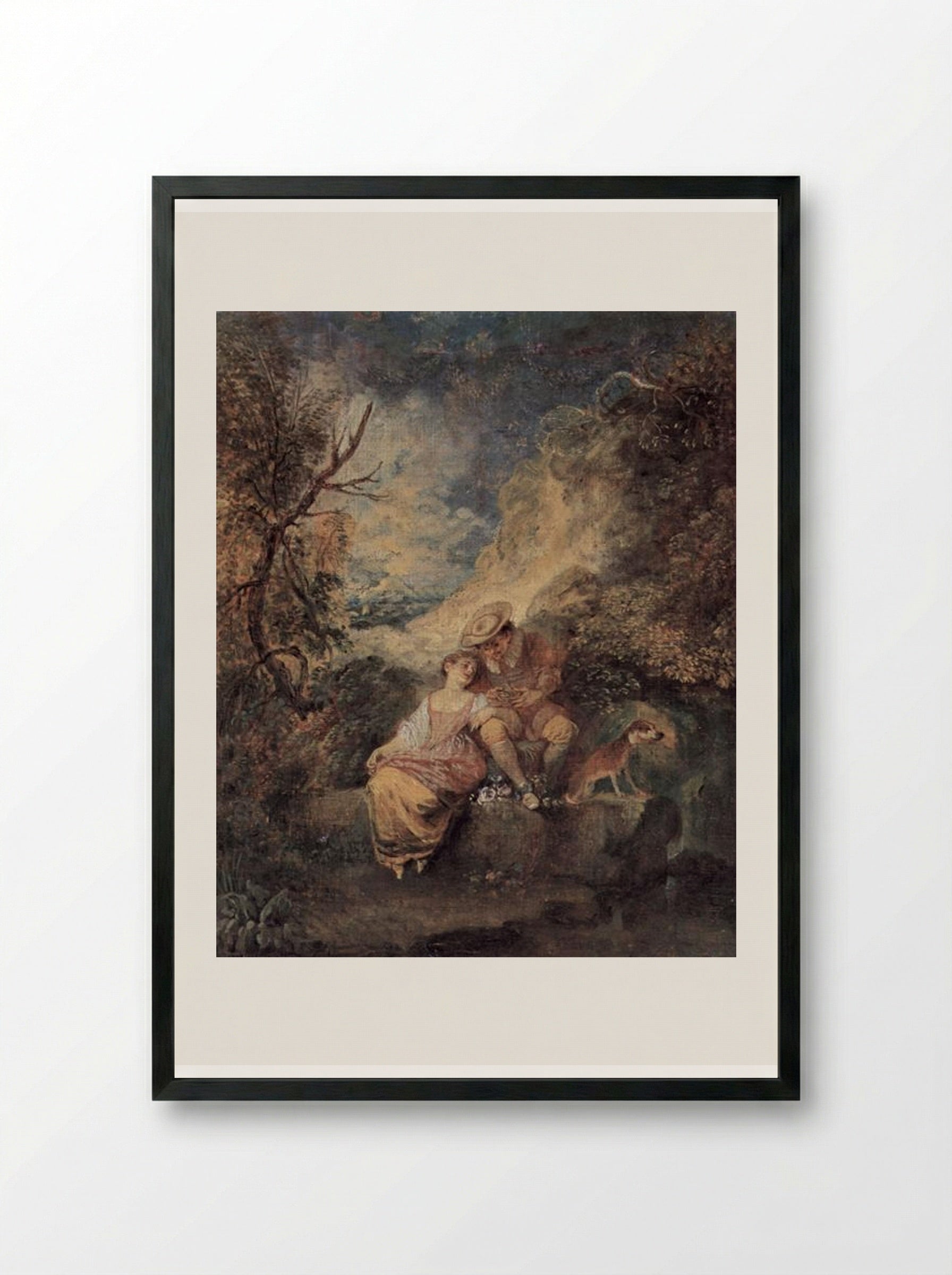 The Bird Nester - Antoine Watteau - Framed Print Black