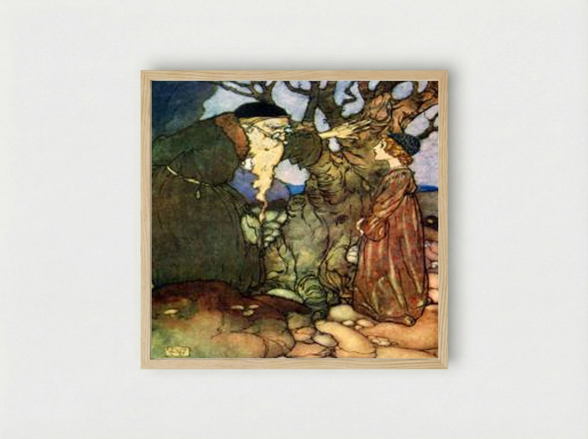 The Bird of Shadow and the Sunbird - Florence Harrison - Framed Print Wood