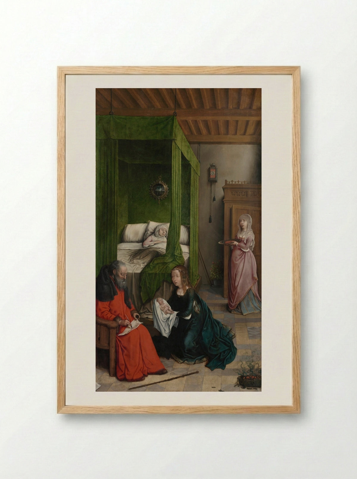 The Birth and Naming of John the Baptist - Juan de Flandes - Framed Print Wood