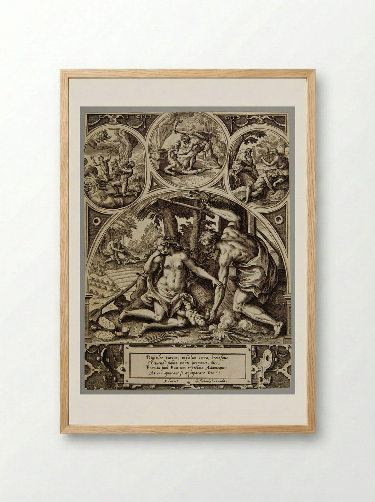 The Birth of Cain - Adriaen Collaert - Framed Print Wood