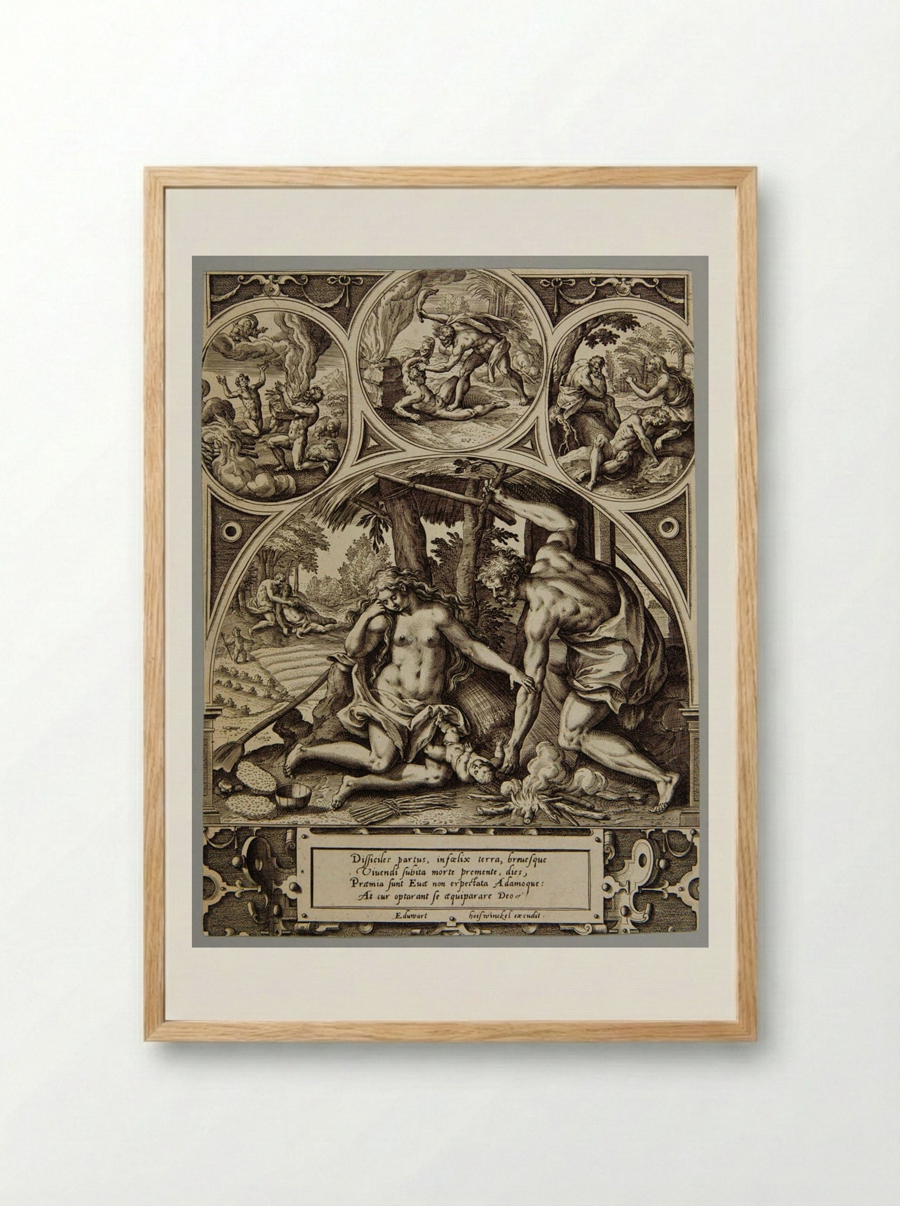 The Birth of Cain - Adriaen Collaert - Framed Print Wood