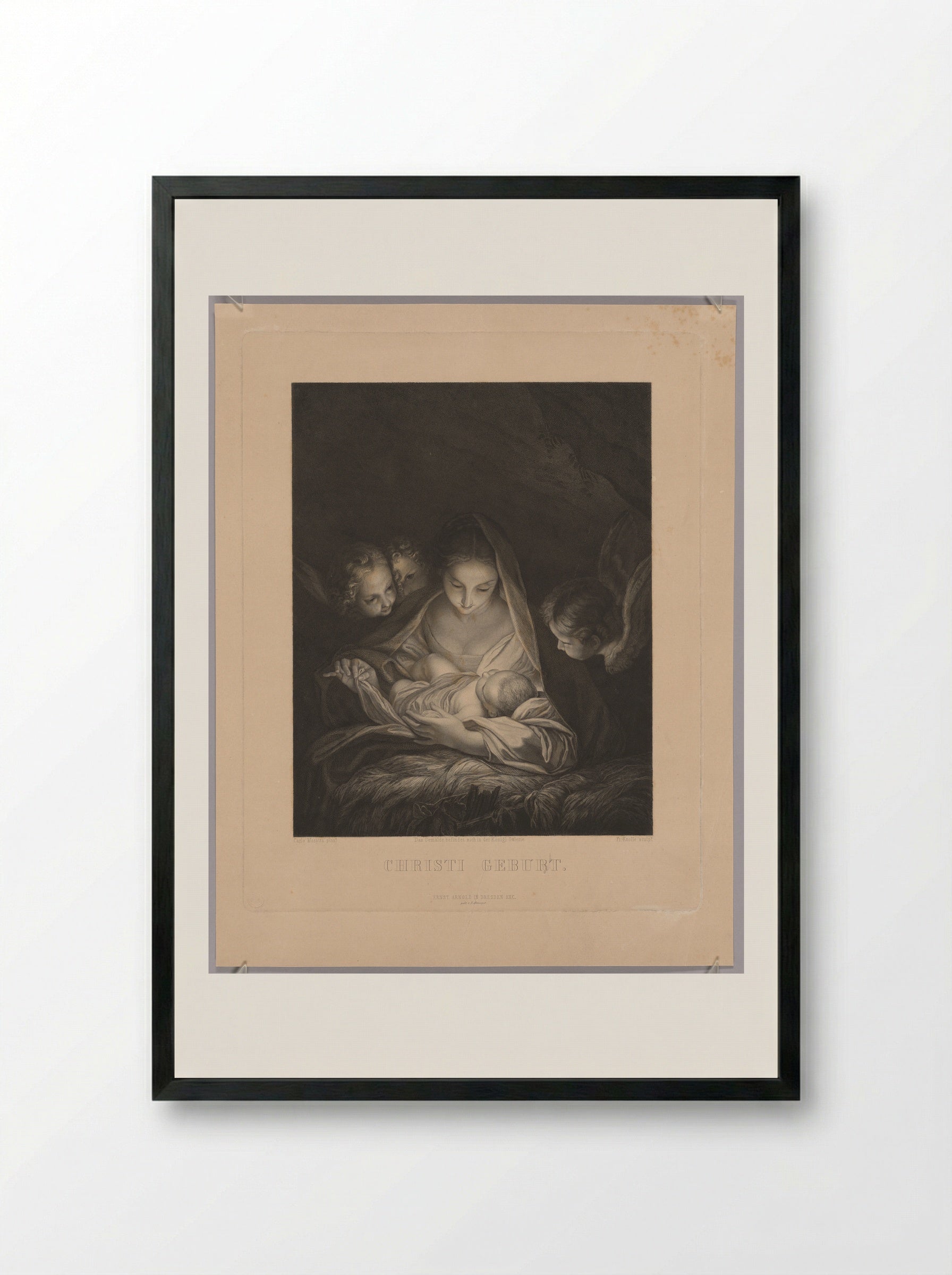 The Birth of Christ - Johann Heinrich Friedrich Ludwig Knolle - Framed Print Black