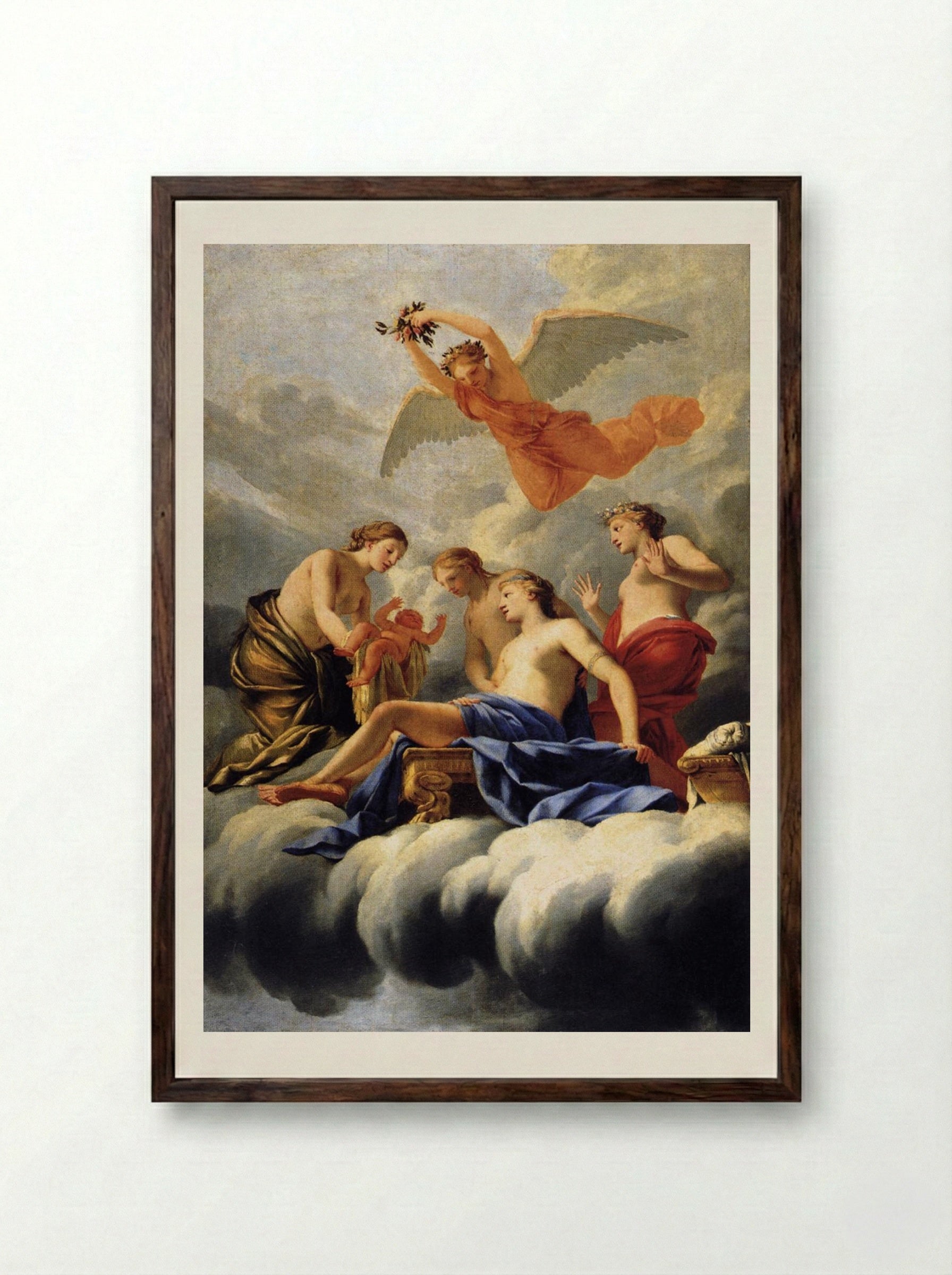The Birth of Cupid - Eustache Le Sueur - Framed Print Dark Wood